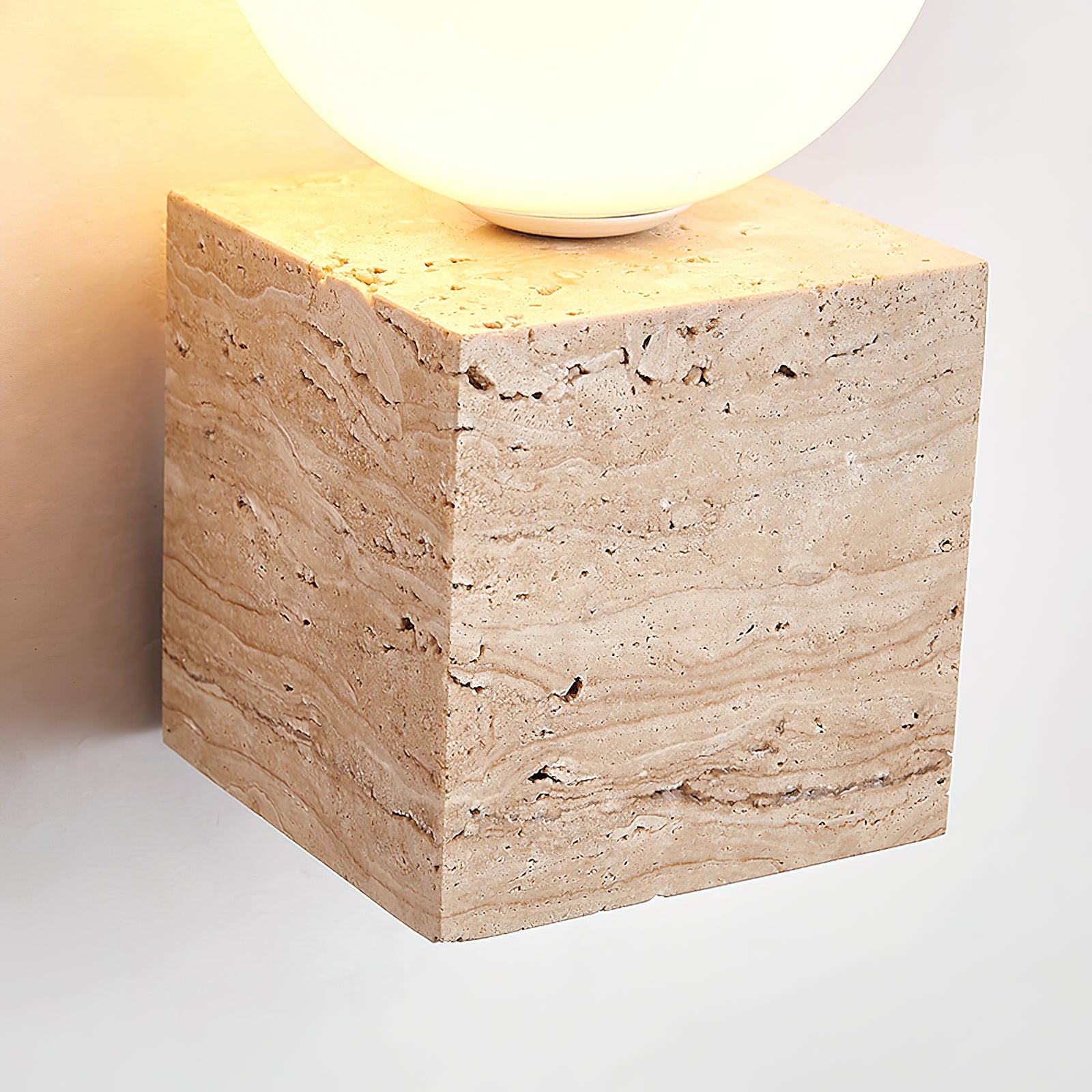 Modern Cube Stone Wall Lamp - LED Night Light for Bedroom, Living Room & Outdoor - Dimmable Ambient Lighting for Home Decor
