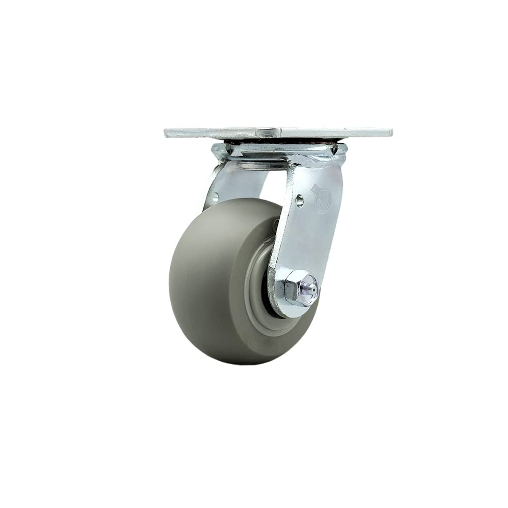 Heavy Duty 4 Inch Swivel Caster with Thermoplastic Rubber Donut Tread - 300 lbs Capacity per Wheel | Durable Casters for Industrial Equipment, Warehouse Carts & Office Furniture