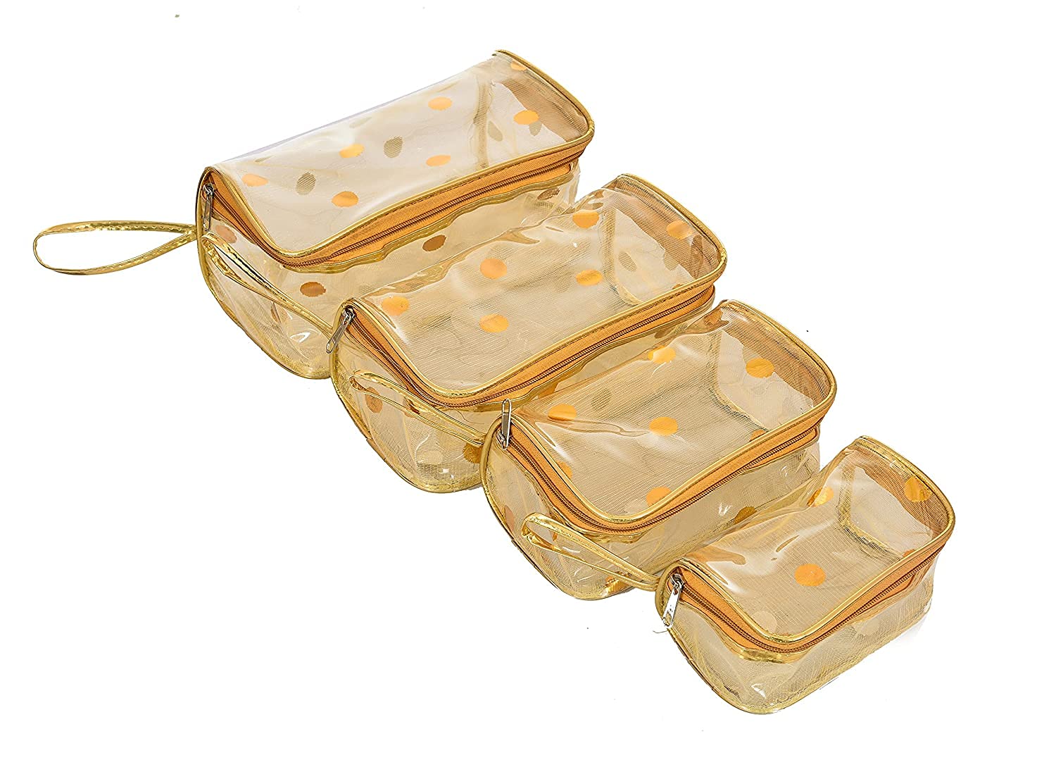 STACKRAID 4-Piece Transparent Makeup Organizer Set - Multipurpose Cosmetic & Toiletry Travel Bag - Printed Vanity Box for Makeup Brushes, Jewelry, Skincare - Perfect for Travel, Home & Office Organization (Multi-Color)