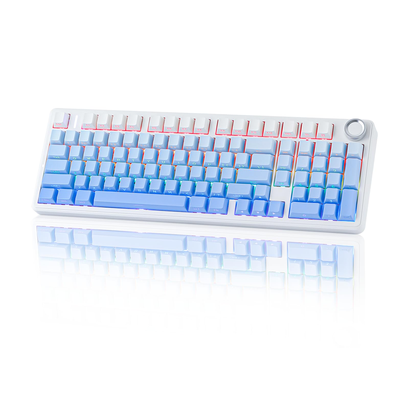 EPOMAKER X Aula F99 PRO Wireless Mechanical Gaming Keyboard - Hot Swappable Custom Keyboard with 8000mAh Battery, 2.4GHz/Bluetooth 5.0/Type-C Connectivity, RGB Backlit (Blue Gradient) - Perfect for PC Gaming, Office Work & Typing Enthusiasts
