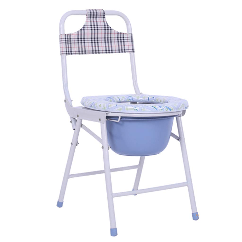 Portable Folding Commode Chair with Handles & Bucket - Adjustable Height Bedside Toilet Seat for Adults, Elderly & Handicap - Non-Slip Leg Pads for Safety - Ideal for Home Care, Post-Surgery & Pregnancy Use