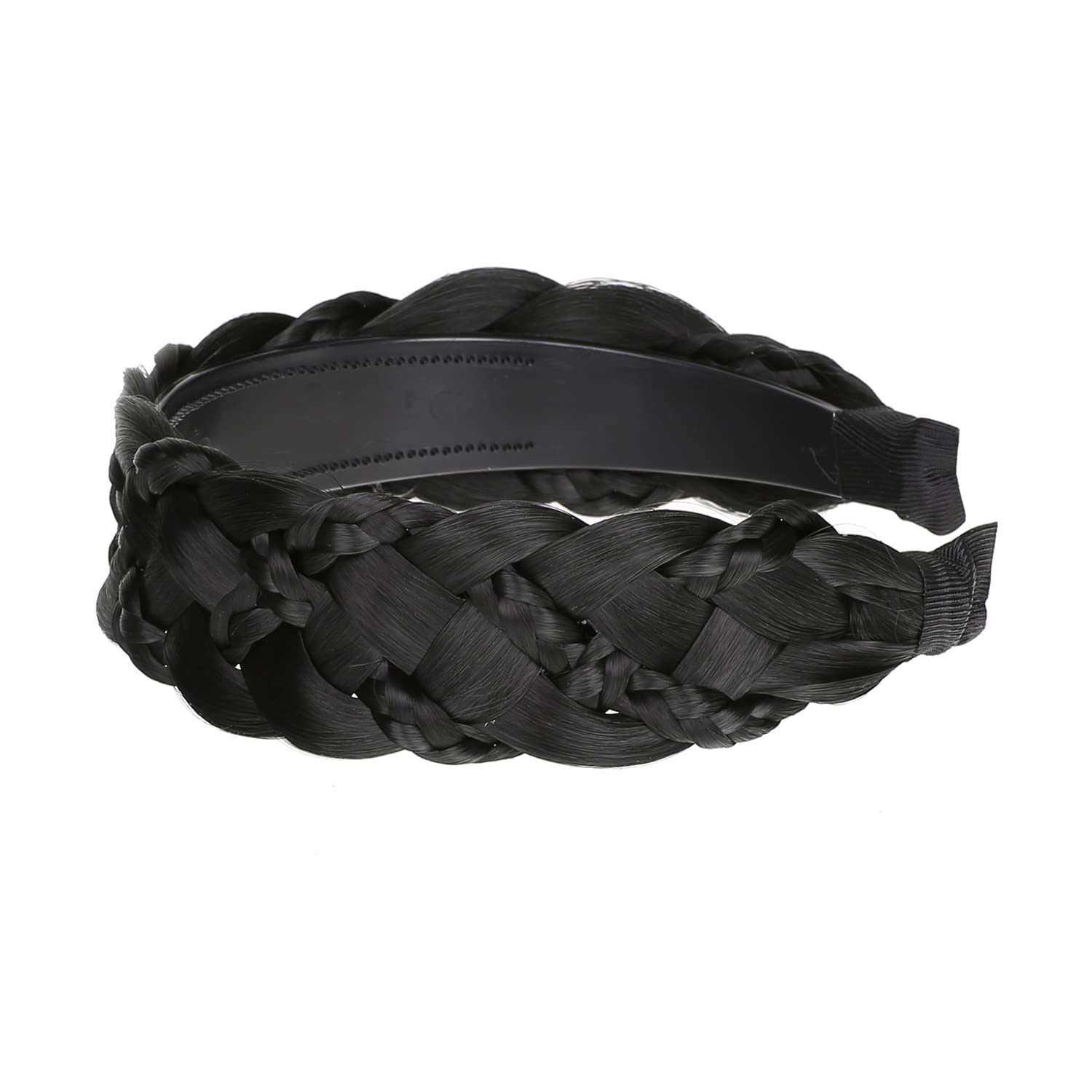 Women's Braided Headband with Fake Bangs - Black Hairband for Women & Girls | Perfect for Cosplay, Costume Parties & Everyday Styling