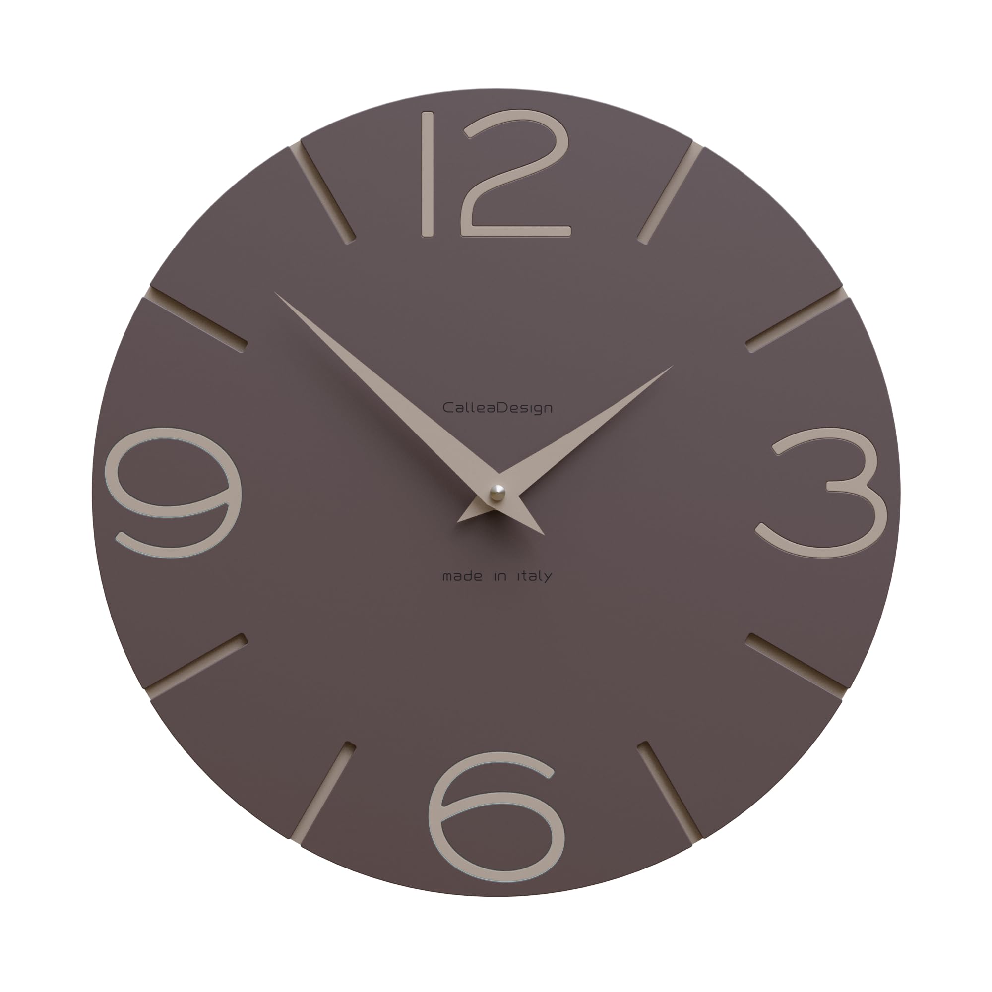 CalleaDesign 11.8 Inch Modern Wall Clock with Smile Face - Chocolate Brown Color for Living Room, Bedroom & Office Decor