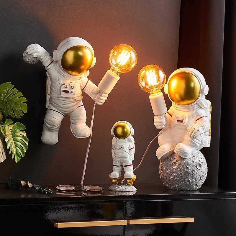 Astronaut Model Night Light - Resin Bedside Table Lamp for Kids Room, Nursery Decor & Space Themed Bedroom Lighting