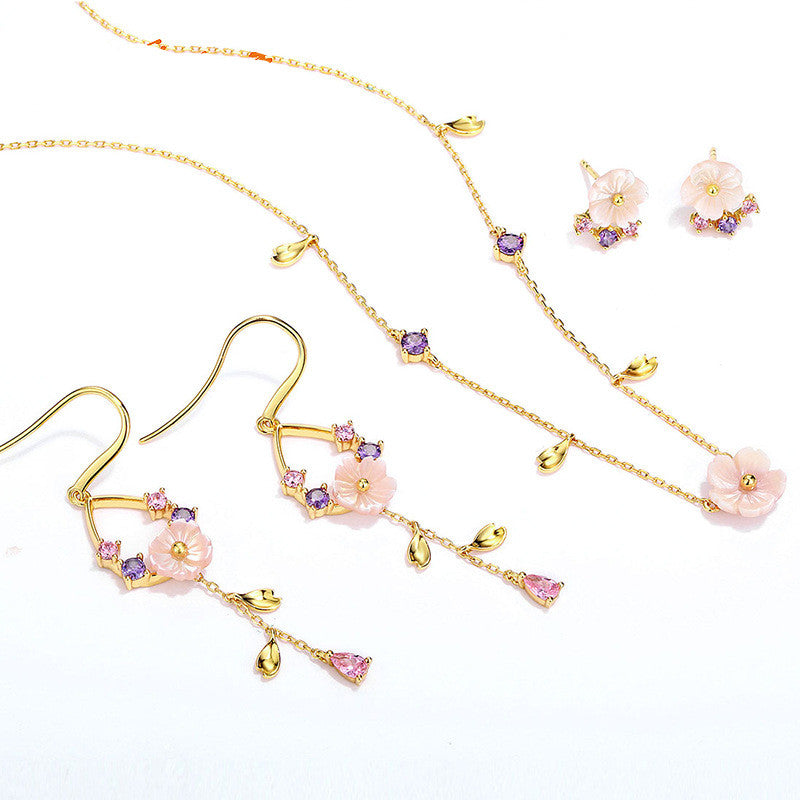 Elegant Floral Jewelry Set for Women - Rose Gold Necklace & Earrings - Perfect for Weddings, Parties & Everyday Wear