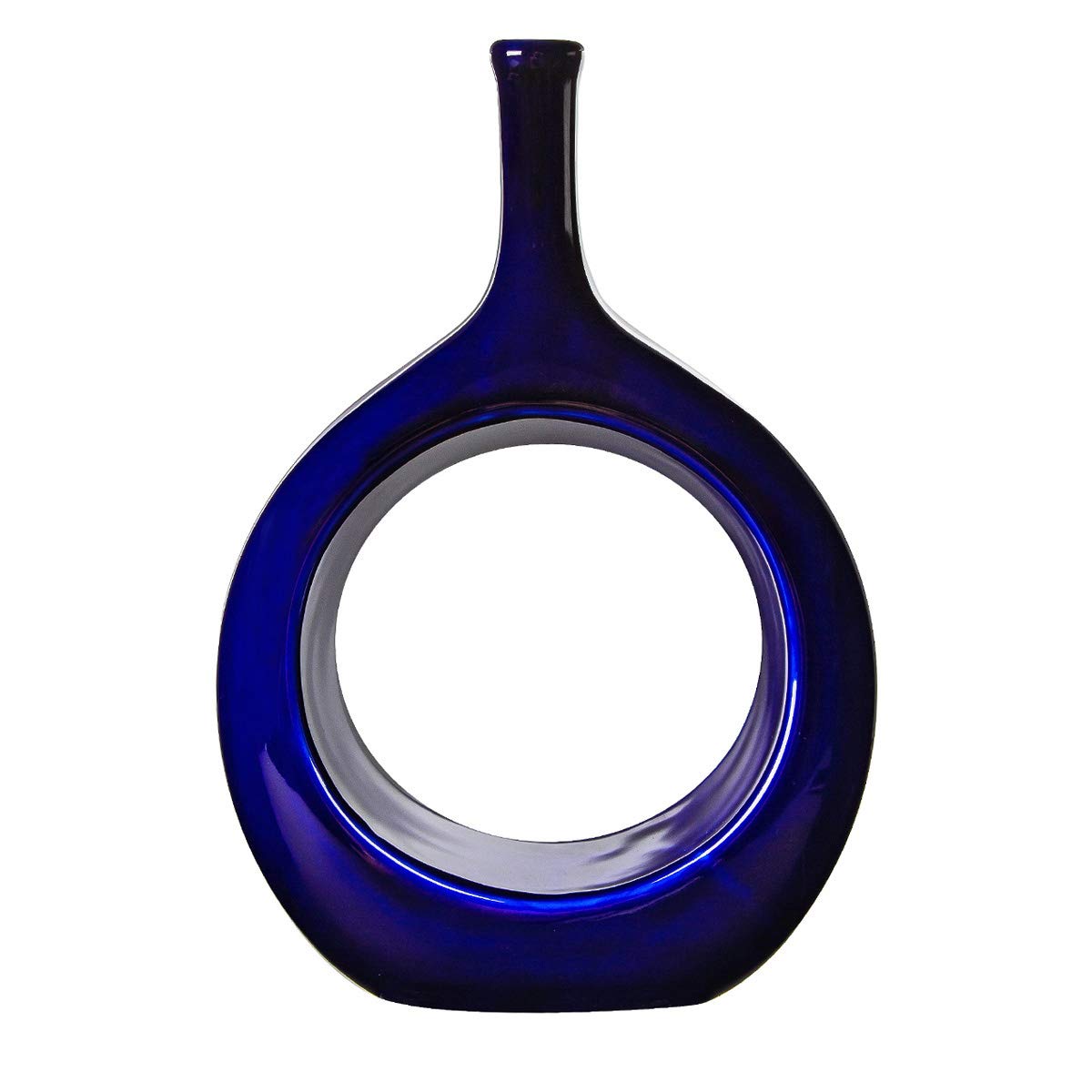 Samawi 10 Inch Blue Ceramic Vase - Modern Boho Flower Vase for Home Decor, Table Centerpiece, Living Room & Wedding Decor - Perfect for Floral Arrangements, Boho Chic Style & Interior Design