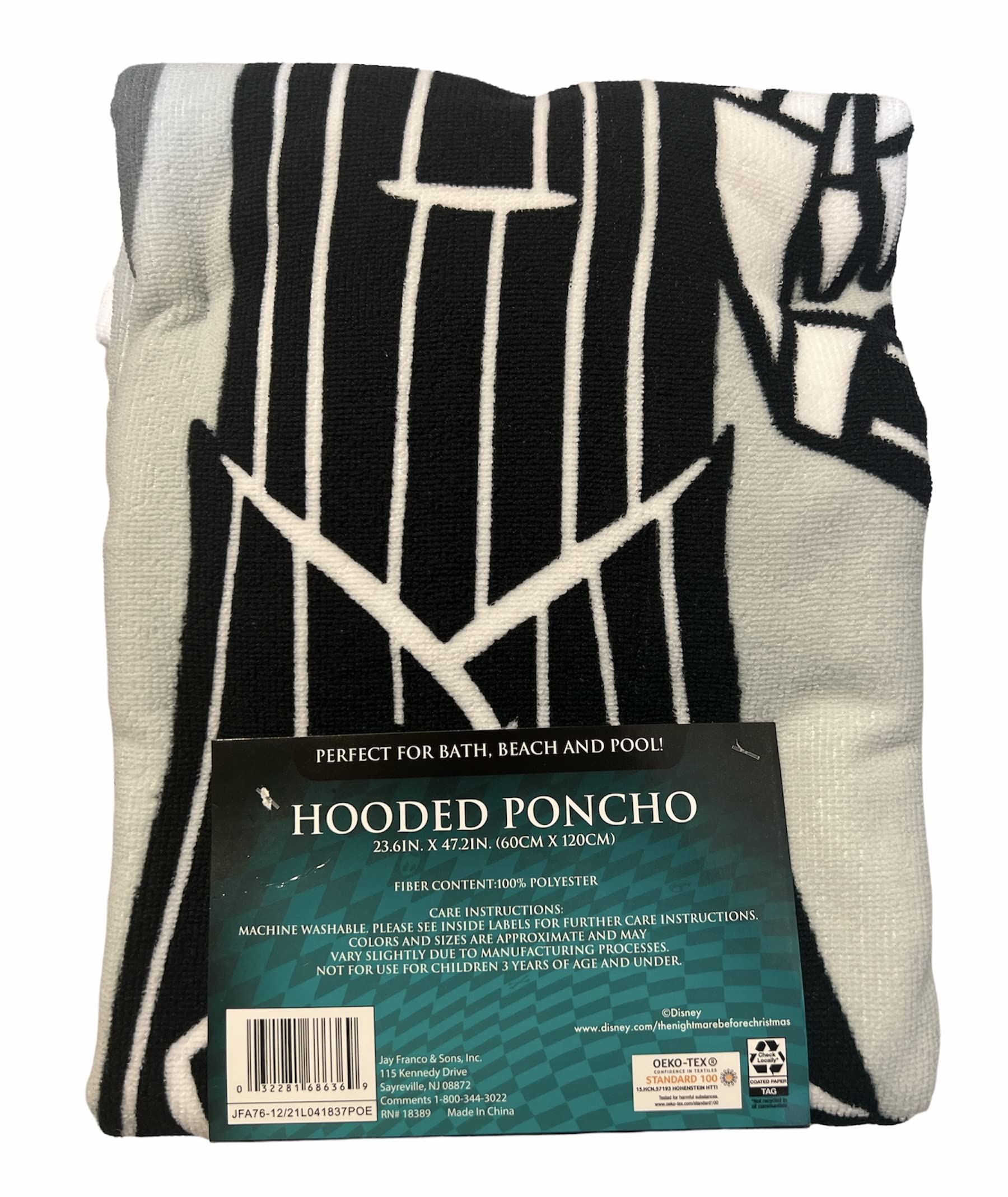 Disney The Nightmare Before Christmas Kids Hooded Poncho - Waterproof Bath Beach Pool Towel Wrap for Boys & Girls - Perfect for Swimming, Beach Trips & After Bath Coziness