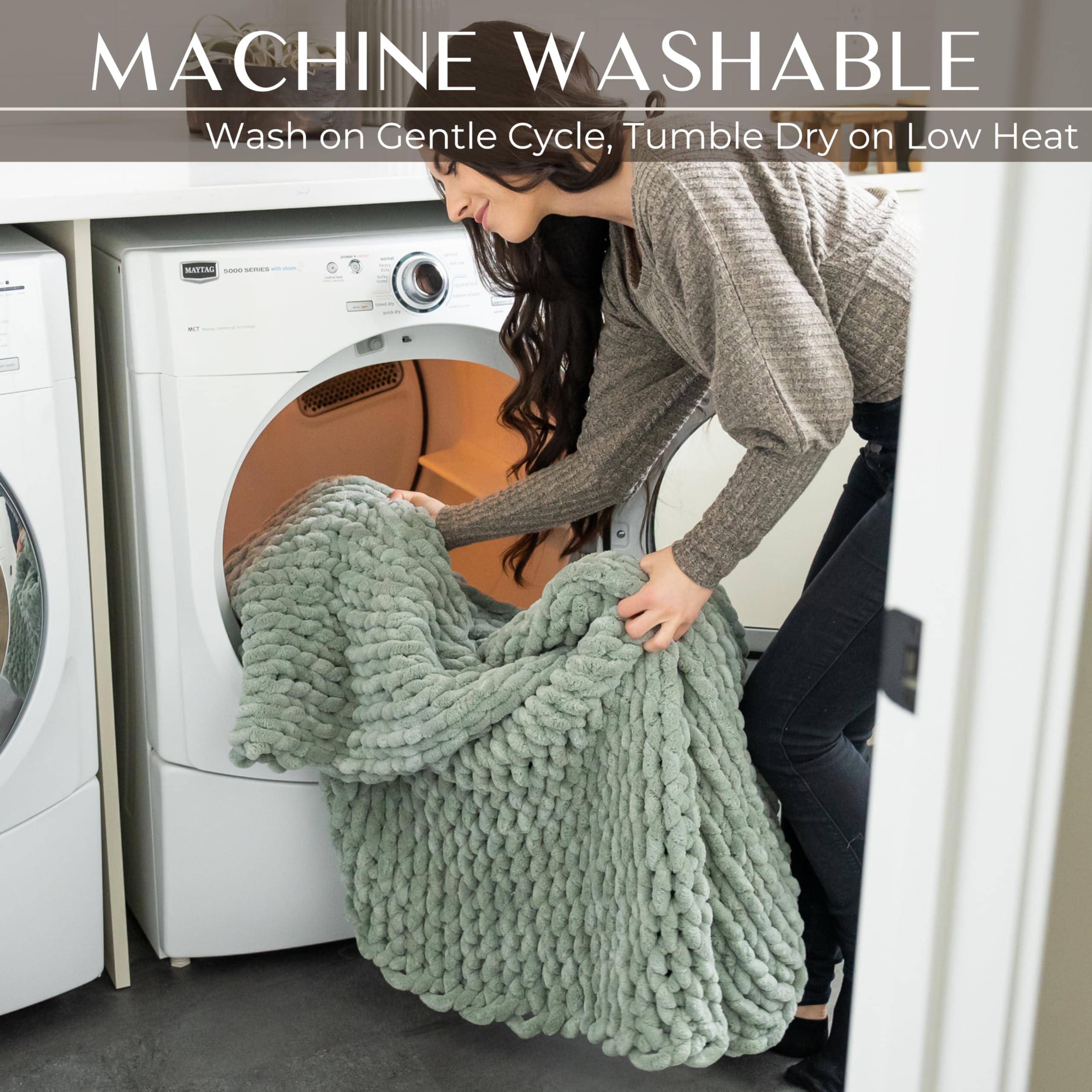 Samiah Luxe Chunky Knit Blanket Throw 50x60
