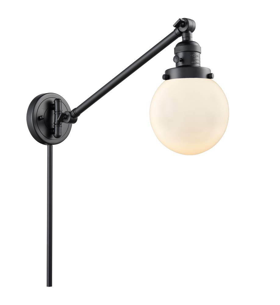 Innovations 237-BB-G204-6 Single Light Swing Arm Wall Sconce in Brushed Brass Finish - Perfect for Bedroom, Living Room, or Office Lighting