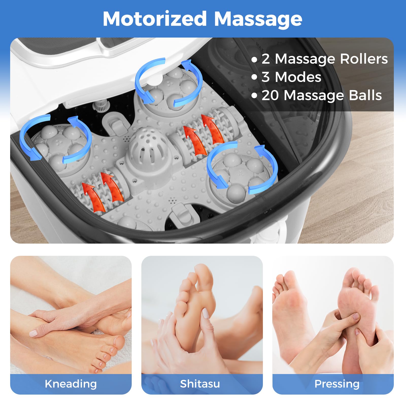 ARLIME 3-in-1 Heated Foot Spa Massager with Motorized Rollers, Adjustable Temperature & Water Shower - Pedicure Foot Bath Tub for Relaxation, Home Spa & Pain Relief - Perfect for Gift, Self-Care & Post-Workout Recovery