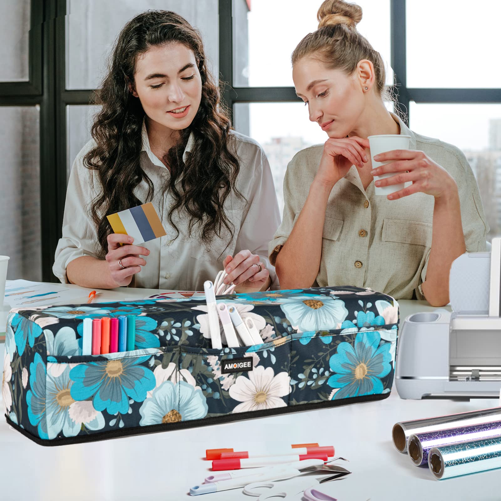 Amoigee Dust Cover for Cricut Explore 3, Explore Air 2, Maker, Maker 3 - Protective Machine Cover with Storage Pockets for Cricut Accessories, Tools & Supplies - Perfect for Crafting, Scrapbooking & DIY Projects