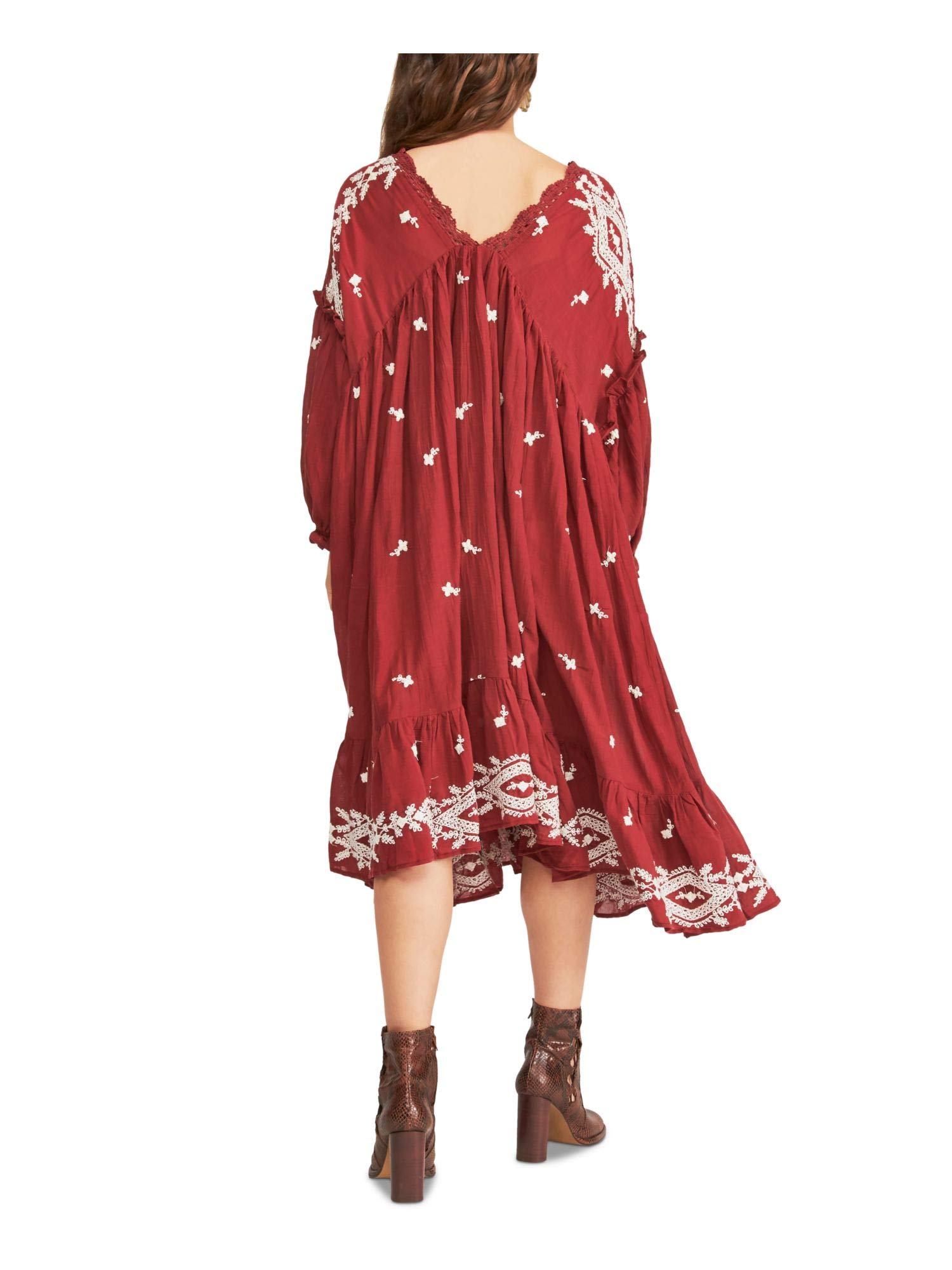 Free Women's Boho Trapeze Midi Dress - Flowy Bohemian Summer Dress for Beach, Vacation & Casual Wear