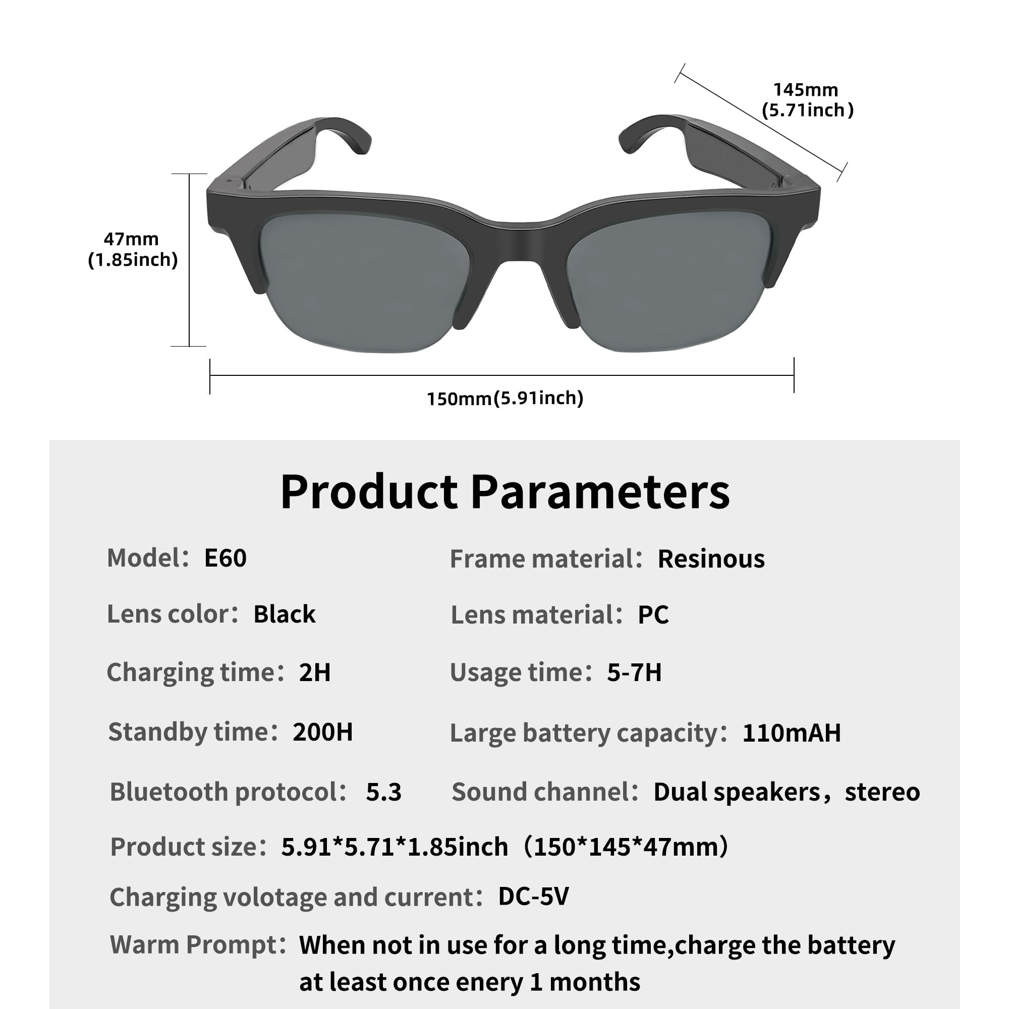 Smart Bluetooth Sunglasses for Men & Women - Polarized Audio Glasses with Open Ear Sound, Built-in Mic & Speakers, Voice Control - Perfect for Running, Cycling & Outdoor Activities