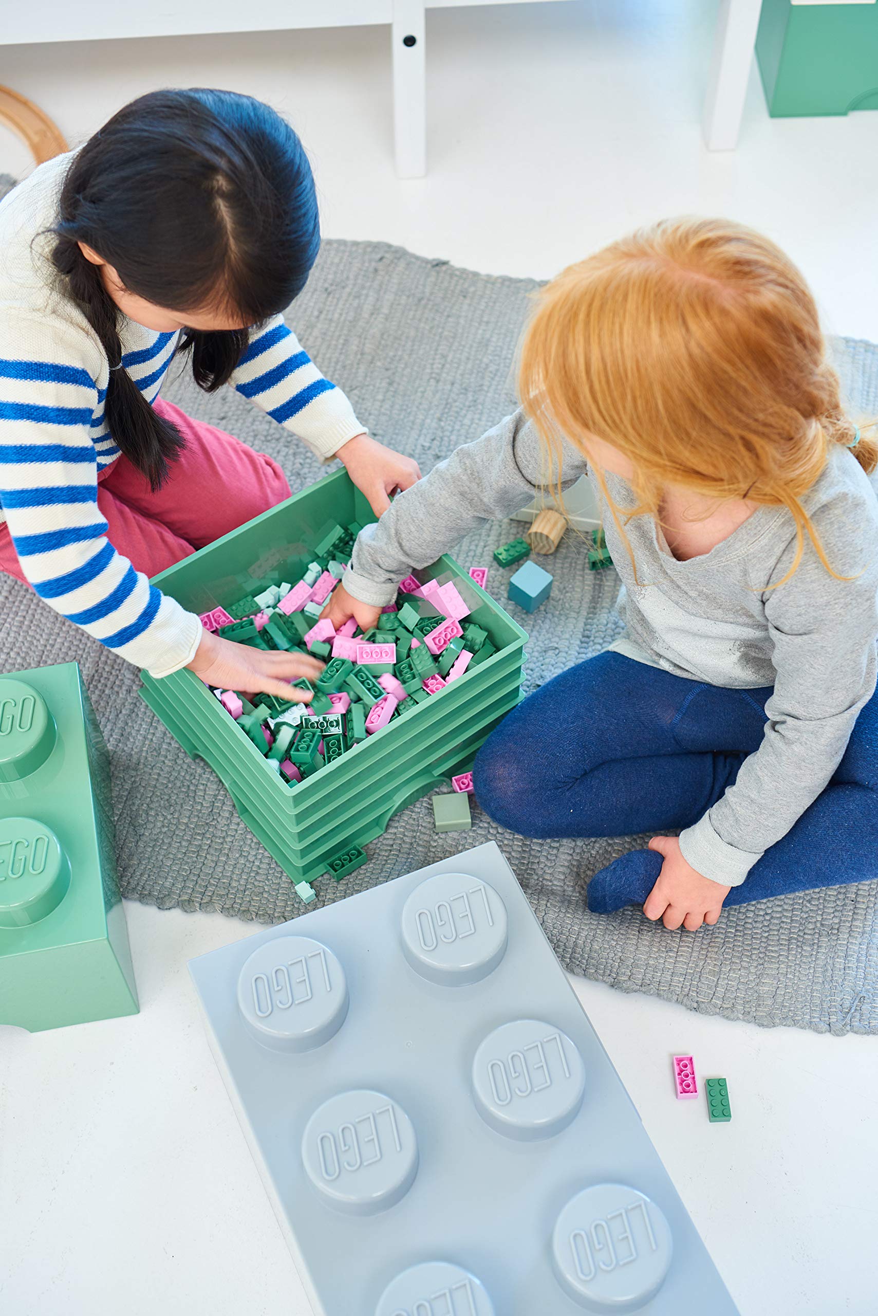LEGO Brick Design Storage Container - Medium Size, Durable Plastic, Blue - Perfect for Organizing LEGO Bricks, Toys & Craft Supplies at Home or Office