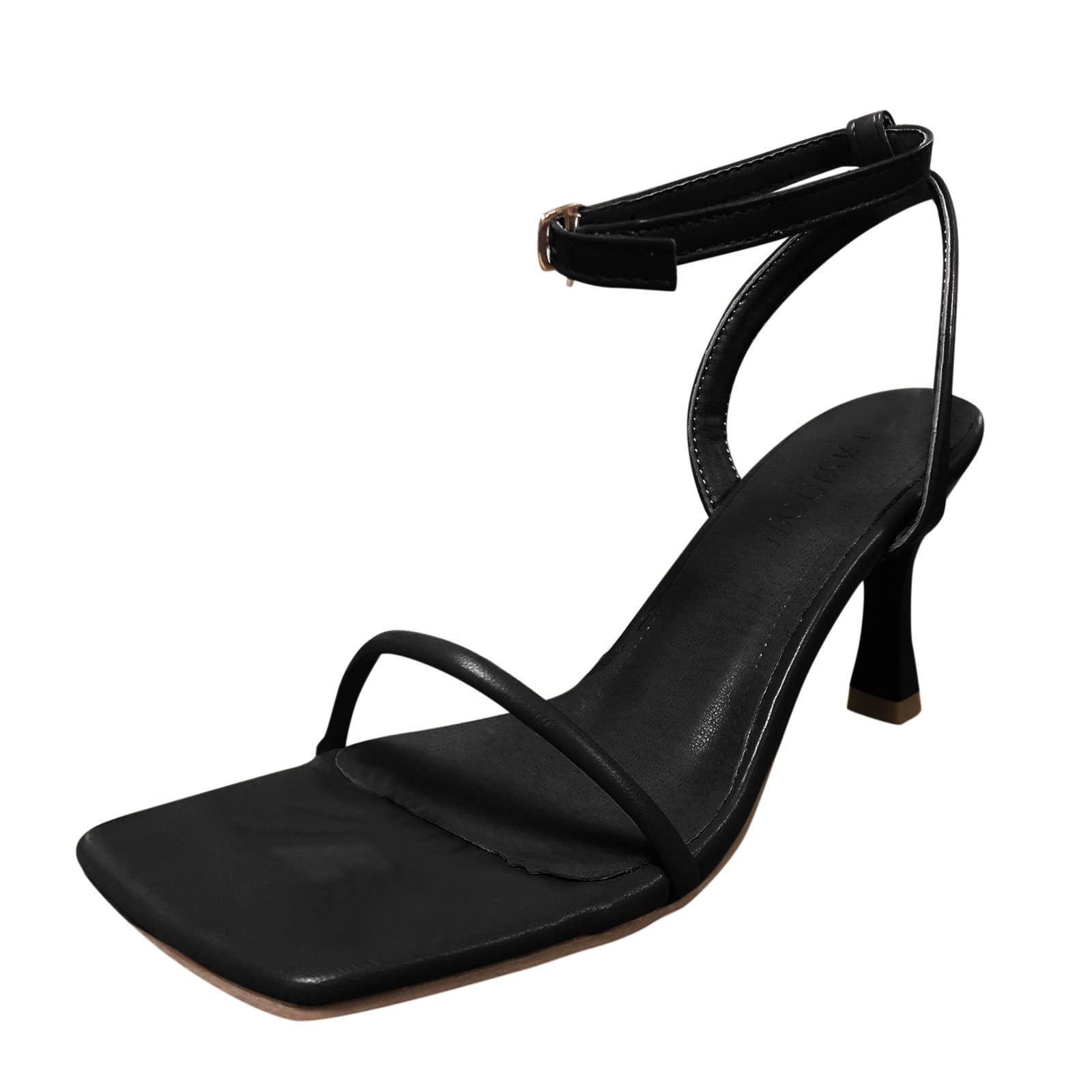 Stylish Women's Buckle High Heel Slide Sandals - Size 9 (US 8.5) Black - Comfortable Summer Casual Shoes for Beach, Party & Office Wear