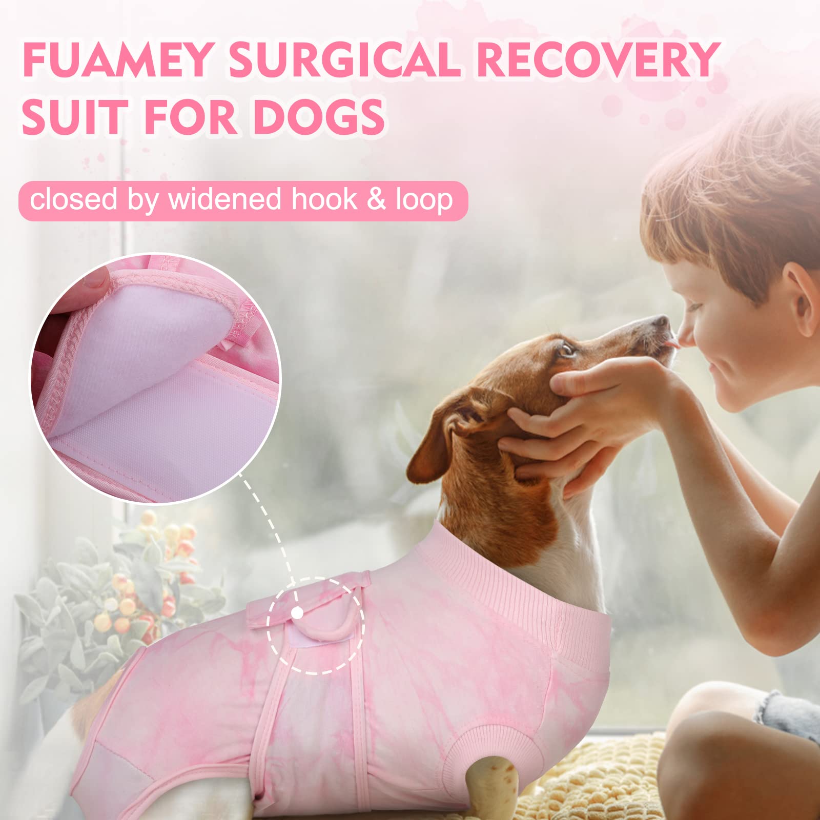 Post-Surgery Recovery Suit for Dogs - Soft Breathable Dog Bodysuit, E-Collar & Cone Alternative - Male & Female Dog Neuter/Spay Suits - Anti-Licking Wound Protection Onesie - Pink Tie Dye XXL - Ideal for Post-Op Care, Wound Healing & Comfort After Surgery