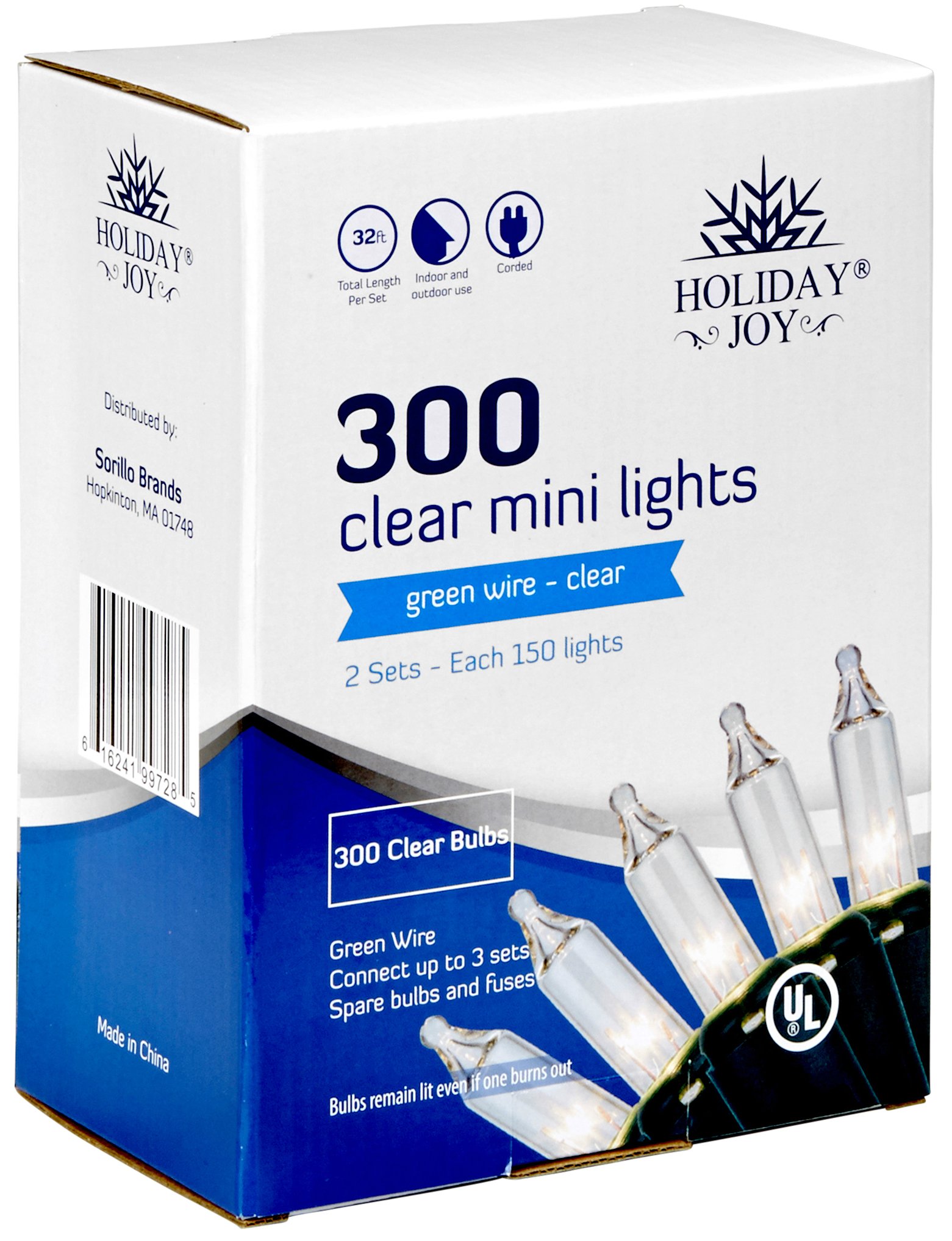 300 Count Clear White Green Wire Christmas Tree String Lights - Indoor & Outdoor Holiday Decorations - Perfect for Christmas Trees, Home, Yard, and Party Decor