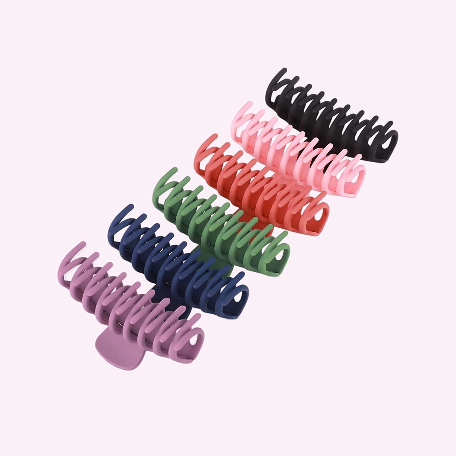 ALIBA COLLECTION 6 Pack Large Hair Claw Clips 4.33 Inch - Matte Non-Slip Strong Hold Hair Clips for Women & Girls (Multicolor) - Perfect for Thick Hair, Ponytails, Buns & Everyday Hairstyles