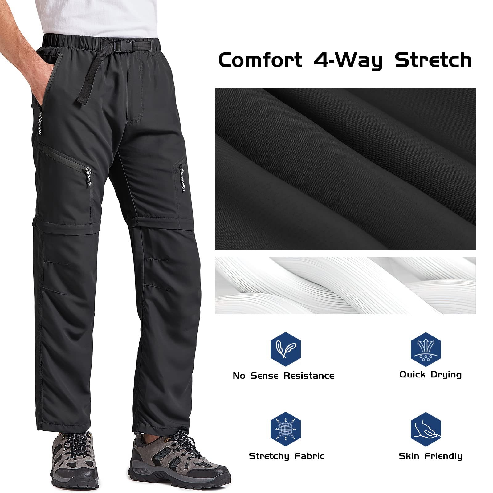 Men's Convertible Hiking Pants - Quick Dry Lightweight Outdoor Cargo Pants for Hiking, Fishing & Tactical Sports | Perfect for Adventure Travel & Outdoor Activities