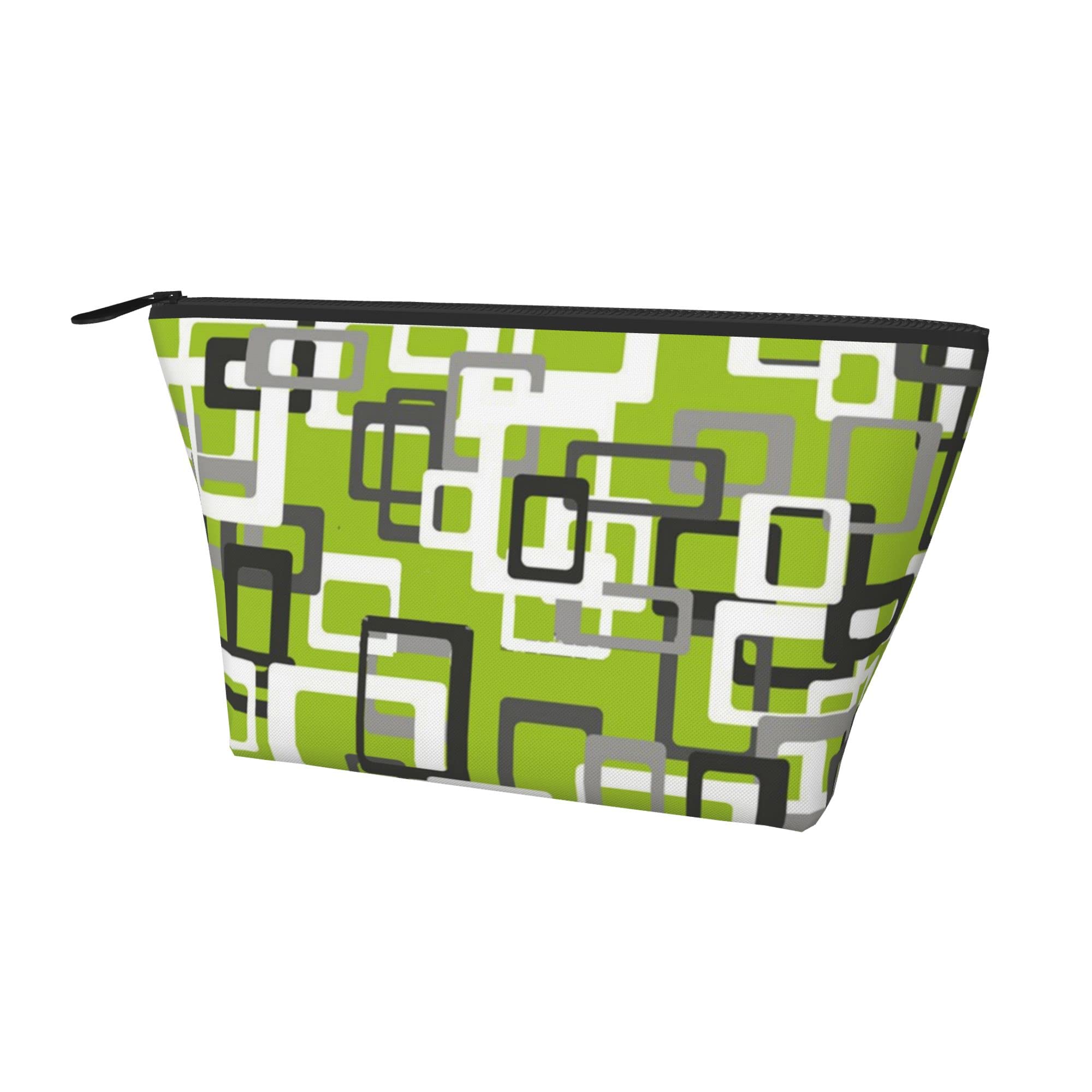 SWEET TANG Travel Toiletry Bag with Zipper - Small Makeup Pouch for Women, Waterproof Cosmetic Organizer in Lime Green, Black, Gray & White - Perfect for Weekend Getaways, Gym, Air Travel & Daily Essentials Storage