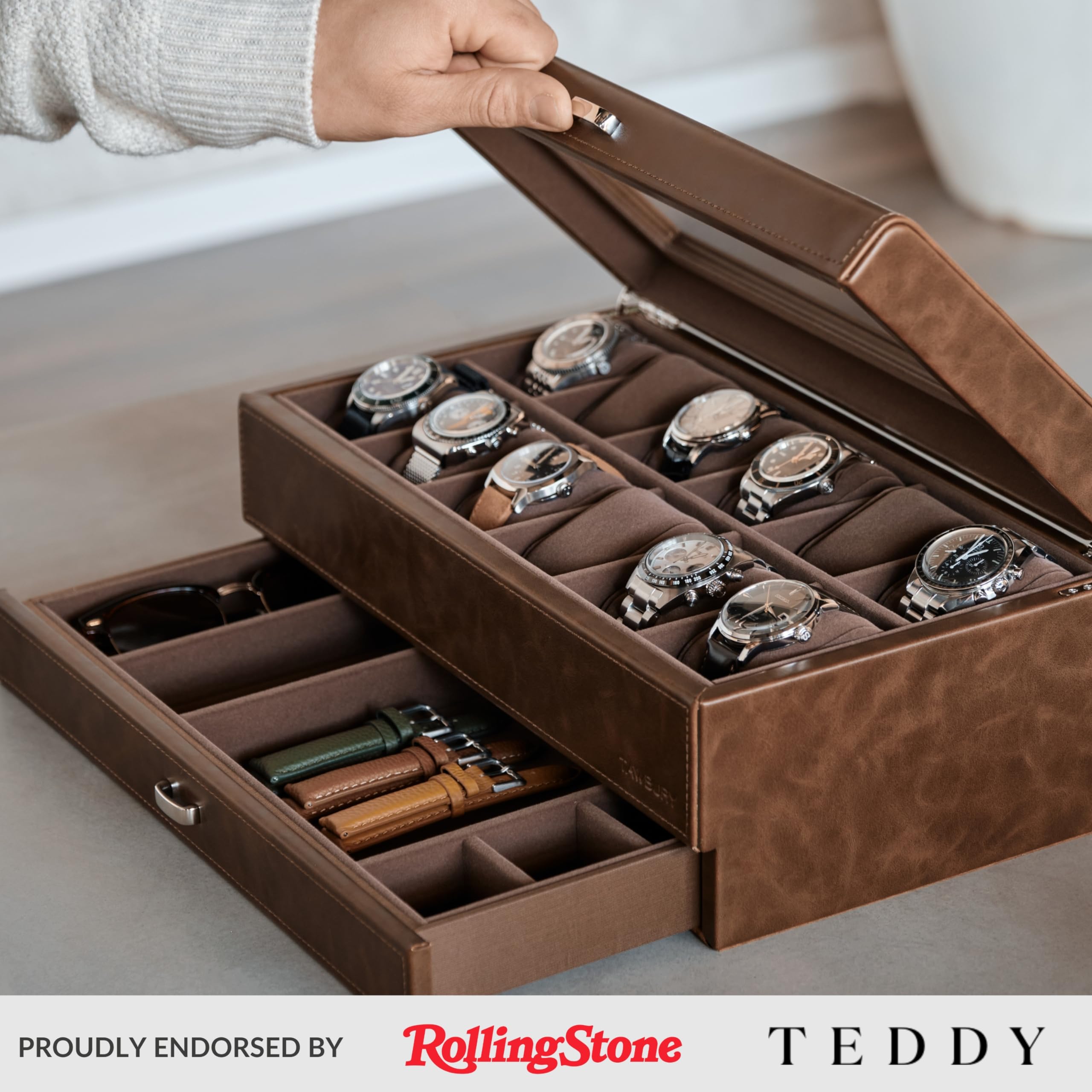 Luxury 12-Slot Watch Box for Men - Premium Watch Storage & Display Case for Home & Travel