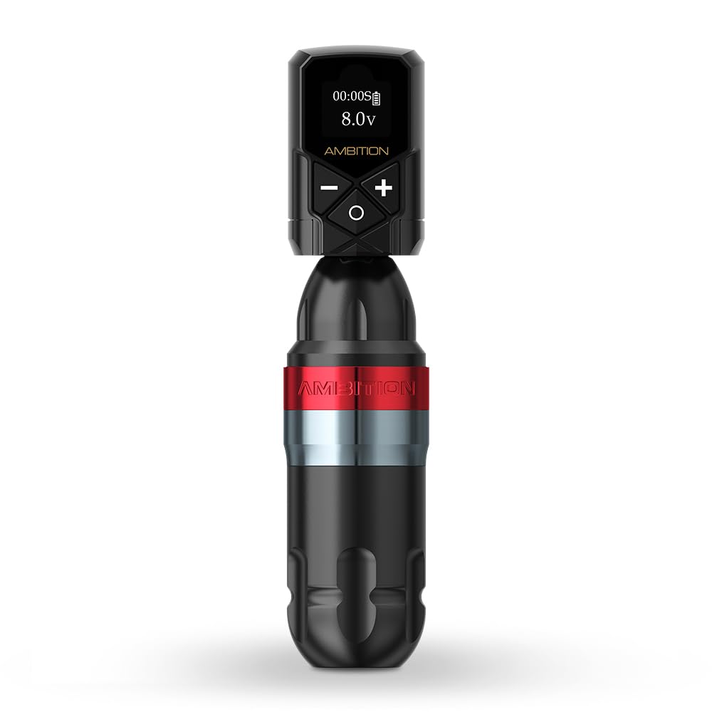 Professional Rotary Tattoo Machine Kit - Wireless Ambition Shura Tattoo Pen with Kuark 2400mAh Battery & Coreless Motor, Advanced Stabilizing System for Smooth Tattooing | Perfect for Tattoo Artists, Body Art Professionals & Studio Use