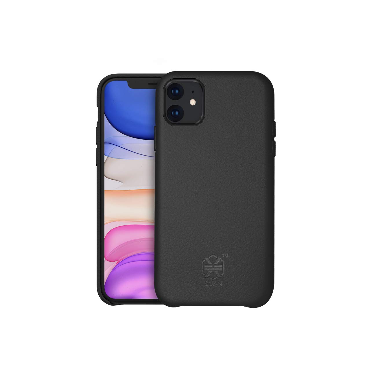 Genuine Leather Case for iPhone 11 - Premium Full Leather Slim Protective Cover with Anti-Scratch & Shockproof Design (Black) - Perfect for Business Professionals & Daily Use