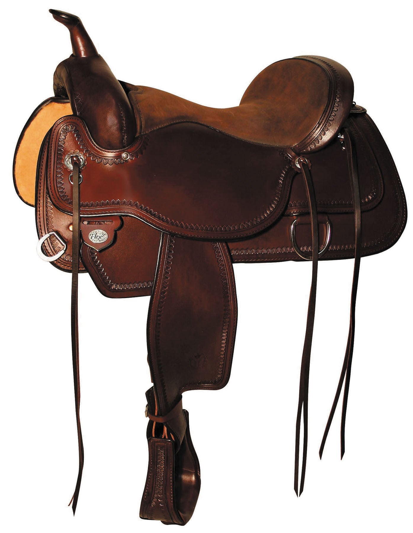 Circle Y Topeka Flex2 Trail Saddle - Wide Walnut Western Horse Riding Saddle for Comfortable Trail Riding & Ranch Work