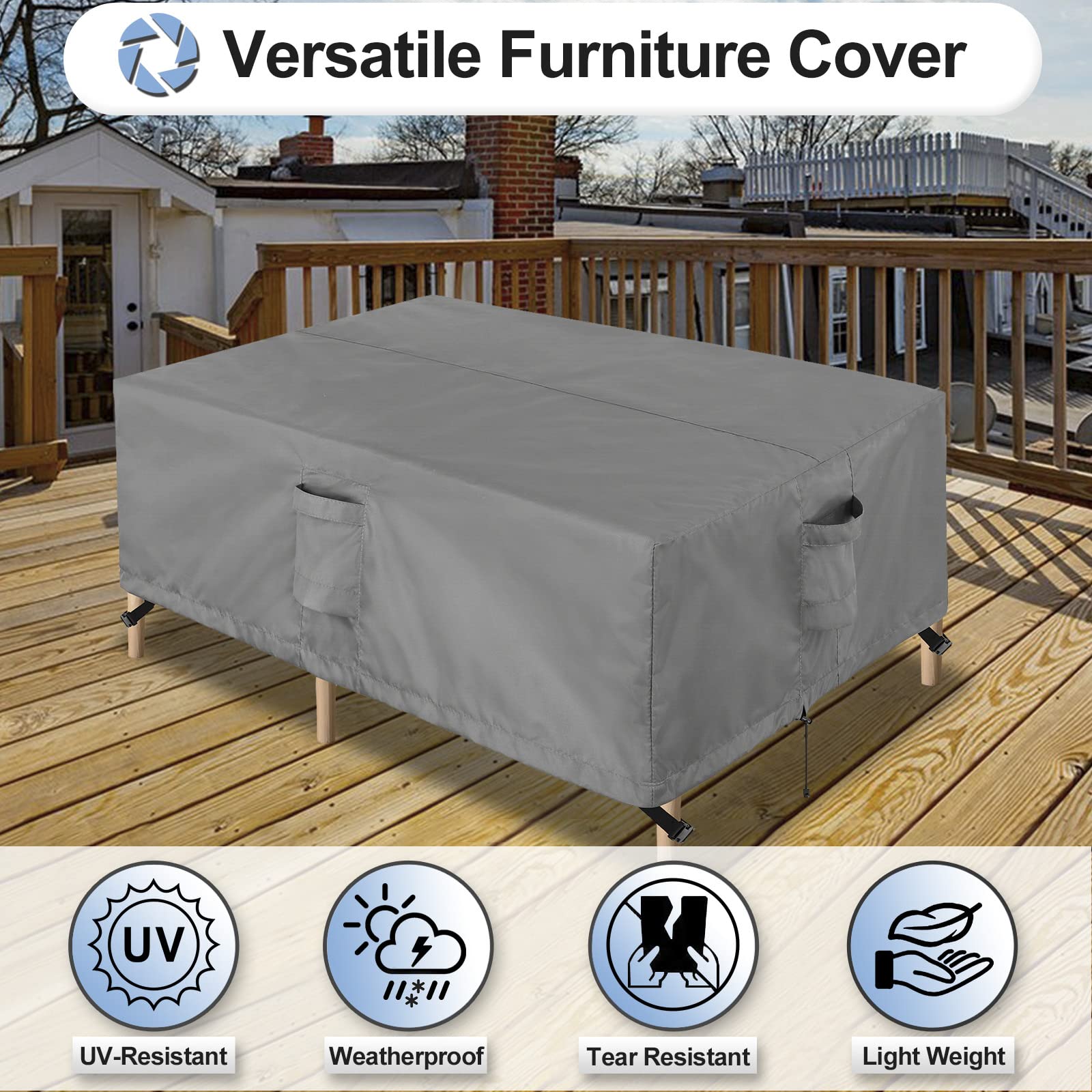 Outdoor Waterproof Patio Furniture Covers - Heavy Duty Rectangle Couch Sectional Cover for Outdoor Sofa, Deck, Lawn & Backyard (74