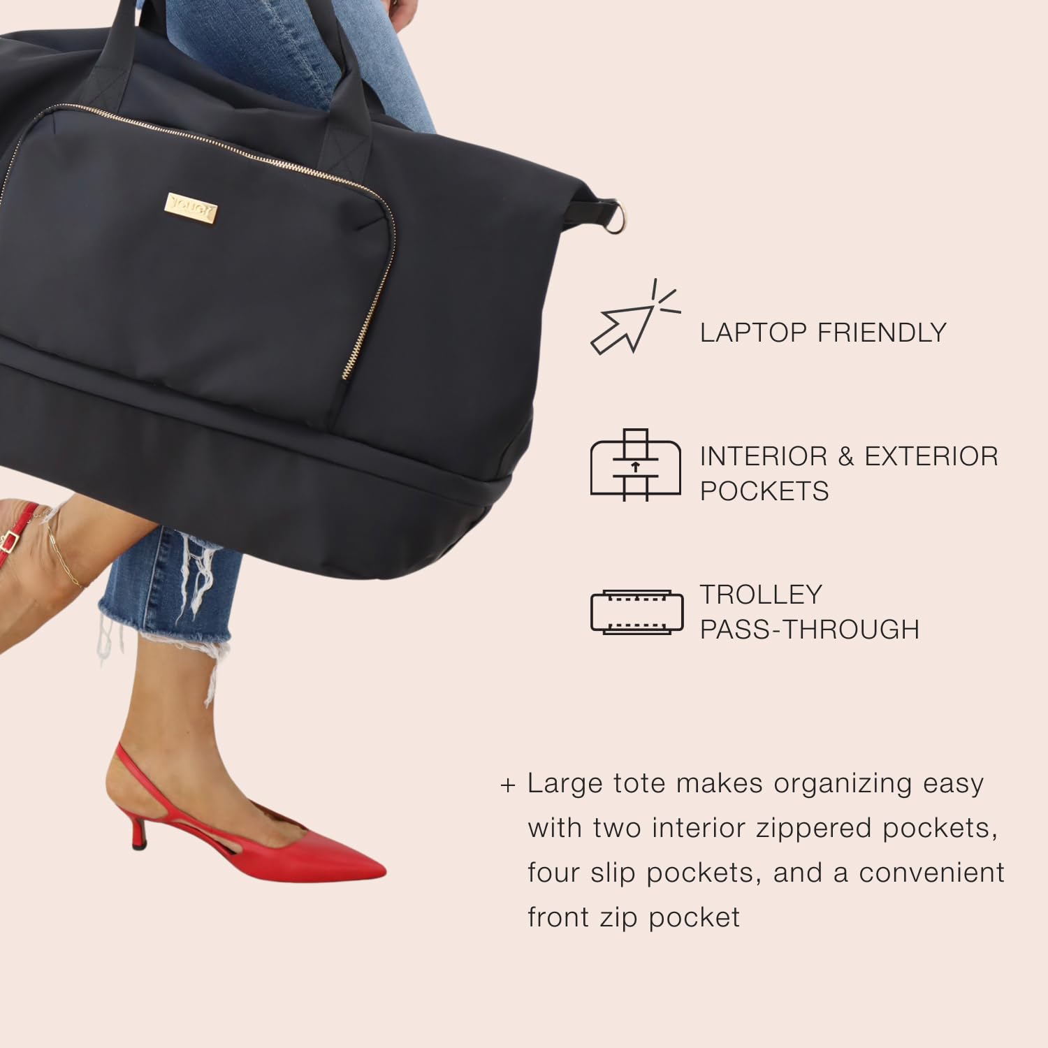 **Jouer Le Weekender Travel Bag for Women - Large Duffle Carry On Tote with Shoulder Strap (9