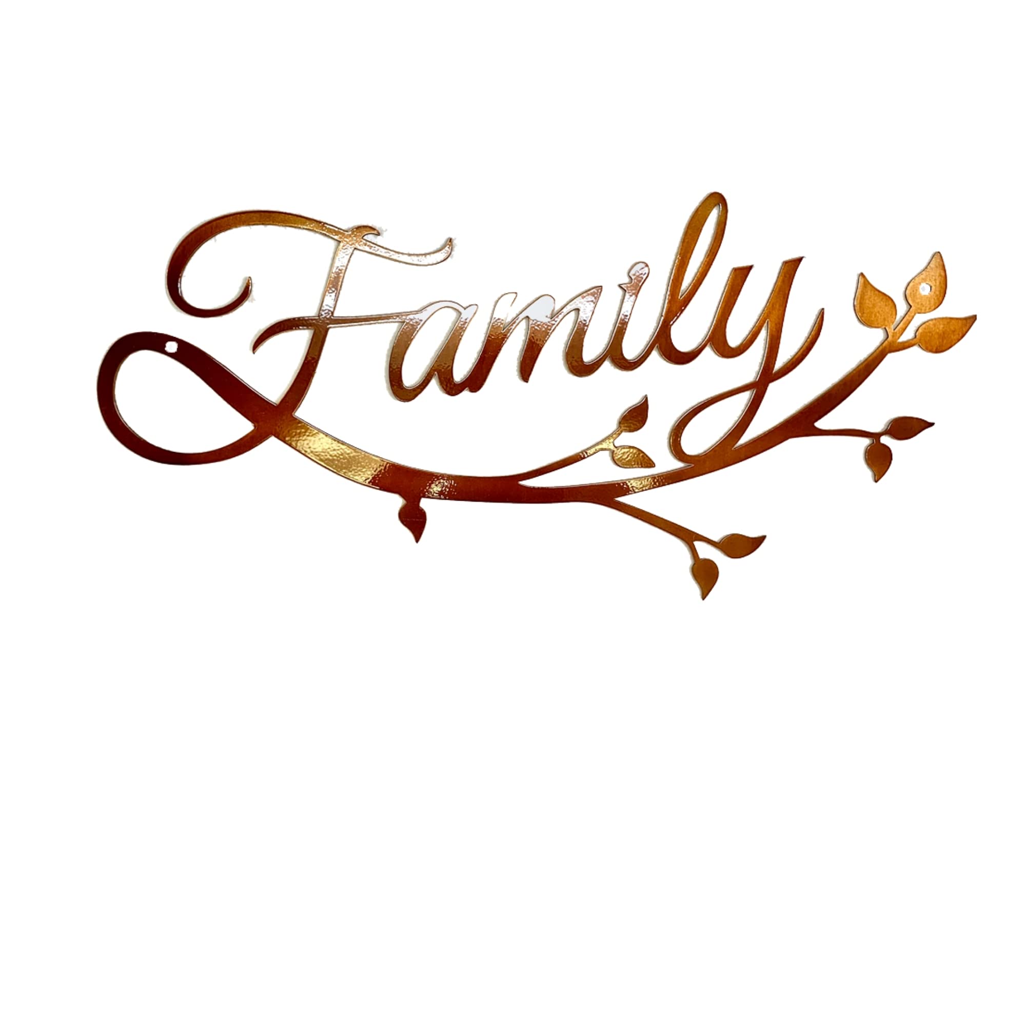 Riverside Designs Family Cursive Word Metal Wall Sign - Handmade in USA | Durable Copper Wall Art Decor for Living Room, Bedroom & Entryway | 36 Inch Rustic Home Sign for Farmhouse, Wedding Gift & Housewarming
