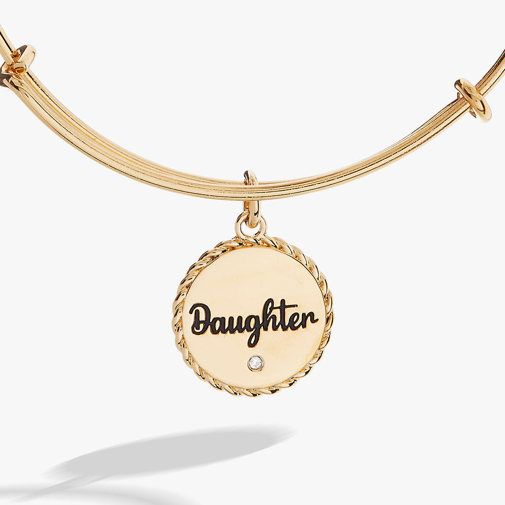 Daughter Charm Bangle - Sterling Silver Adjustable Bracelet for Women - Perfect Gift for Birthday, Mother's Day & Special Occasions