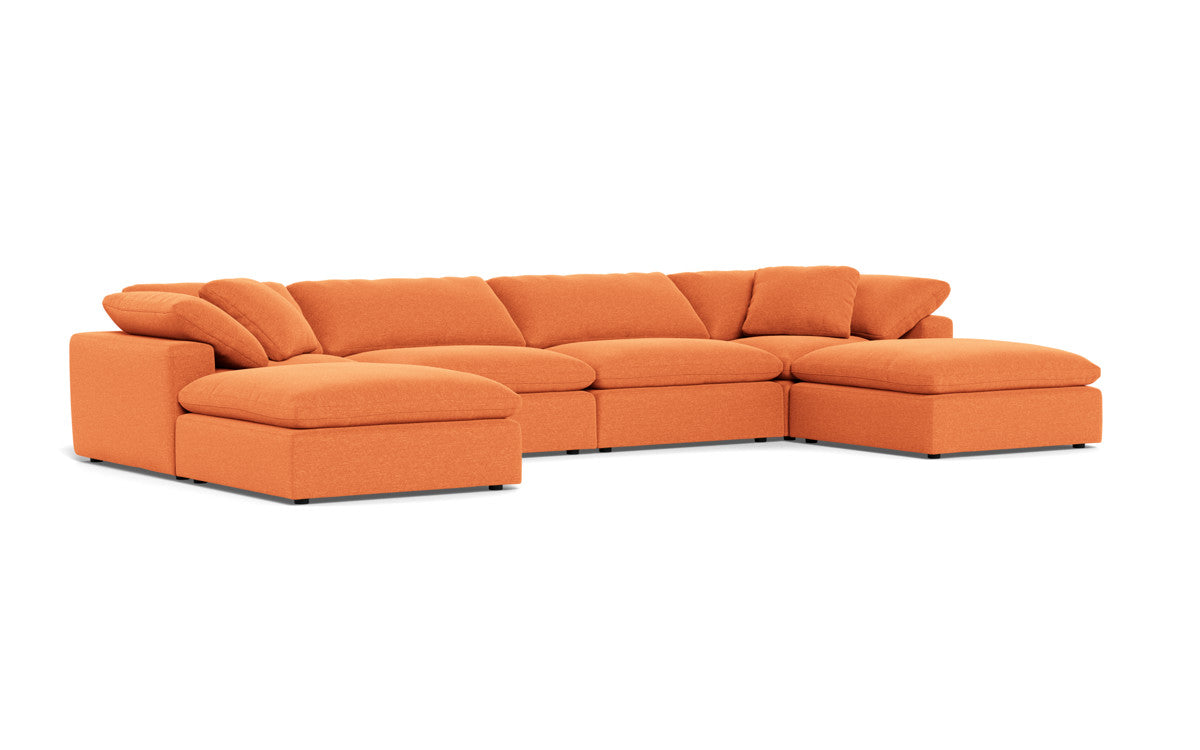 Fluffy 4-Piece Sectional Sofa with Double Ottoman - Luxurious Comfort for Living Room, Family Room or Home Theater