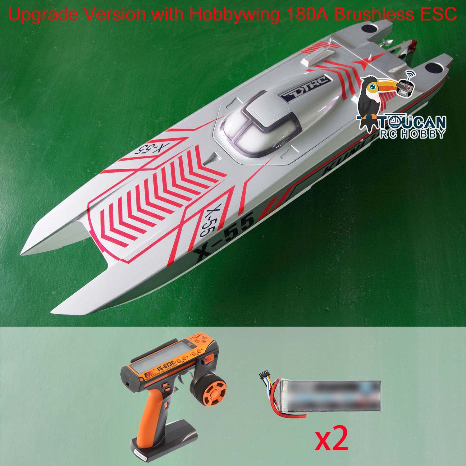 DTRC X55 High-Speed Remote Control Racing Boat - 130km/h Waterproof RC Ship with ESC Motor & Servo, DIY Hobby Model (1300x360x200mm) - PNP/RTR Ready for Lakes, Pools & Outdoor Racing