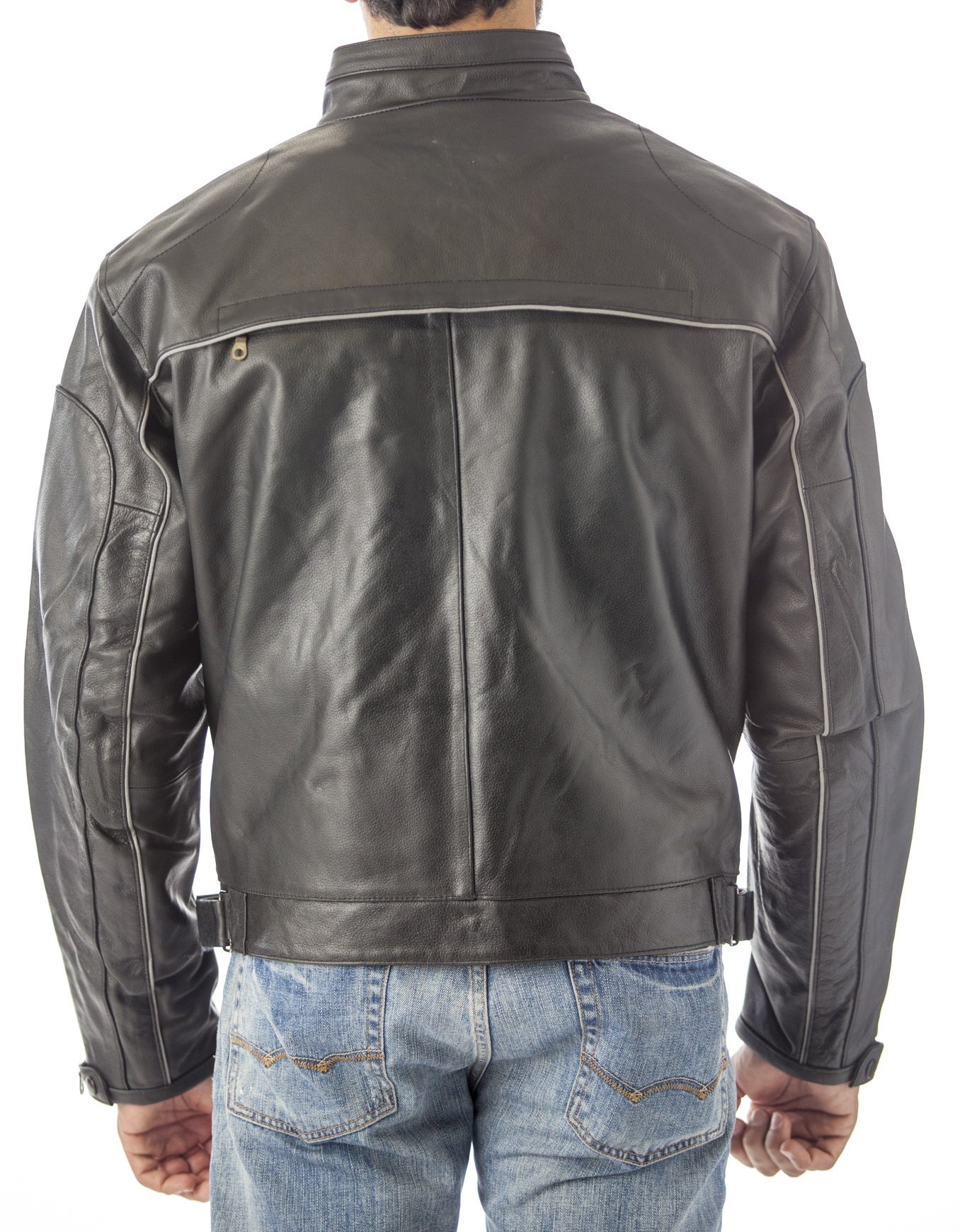 REED Men's Vented Leather Motorcycle Jacket with Light Reflector - Premium Biker Jacket for Riding, Cruising & Urban Fashion | Durable & Stylish Protective Gear for Motorcyclists