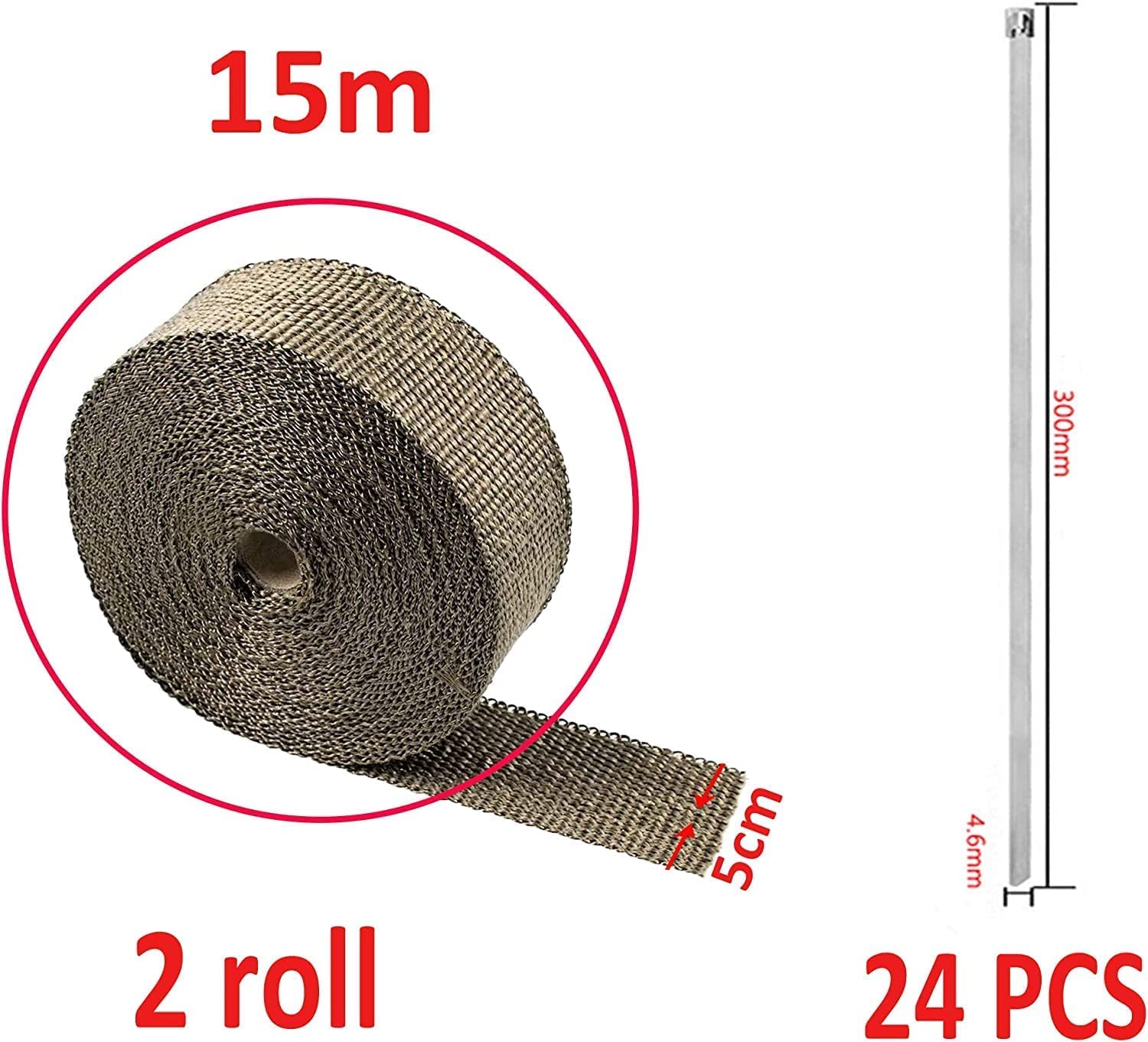 Arespark Titanium Exhaust Heat Wrap - 2 Rolls 2