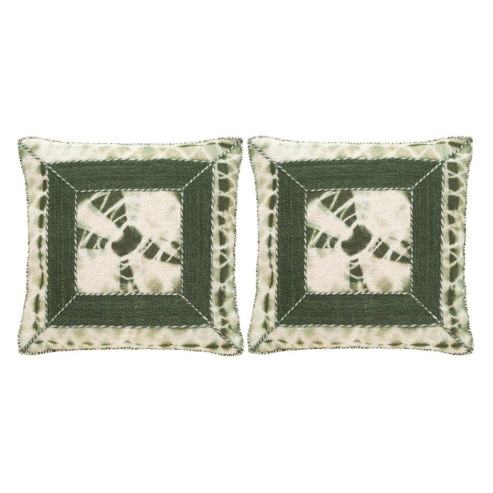 SAFAVIEH Dip-Dye Patch Cilantro Throw Pillows Set of 2 - 20 Inch Square Decorative Pillow Covers for Sofa, Bed & Living Room - Modern Boho Home Decor Accent
