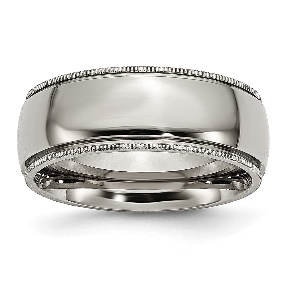 ICE CARATS Titanium 8mm Grooved Beaded Edge Wedding Band - Classic Milgrain Design Women's Fashion Jewelry Ring - Perfect Anniversary Gift for Her - Ideal for Weddings, Engagements & Special Occasions