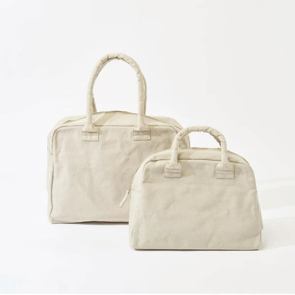 Kurashiki Hampu Canvas Briefcase - Grayish White | Stylish Japanese Vintage Shoulder Bag for Work, Travel & Daily Use