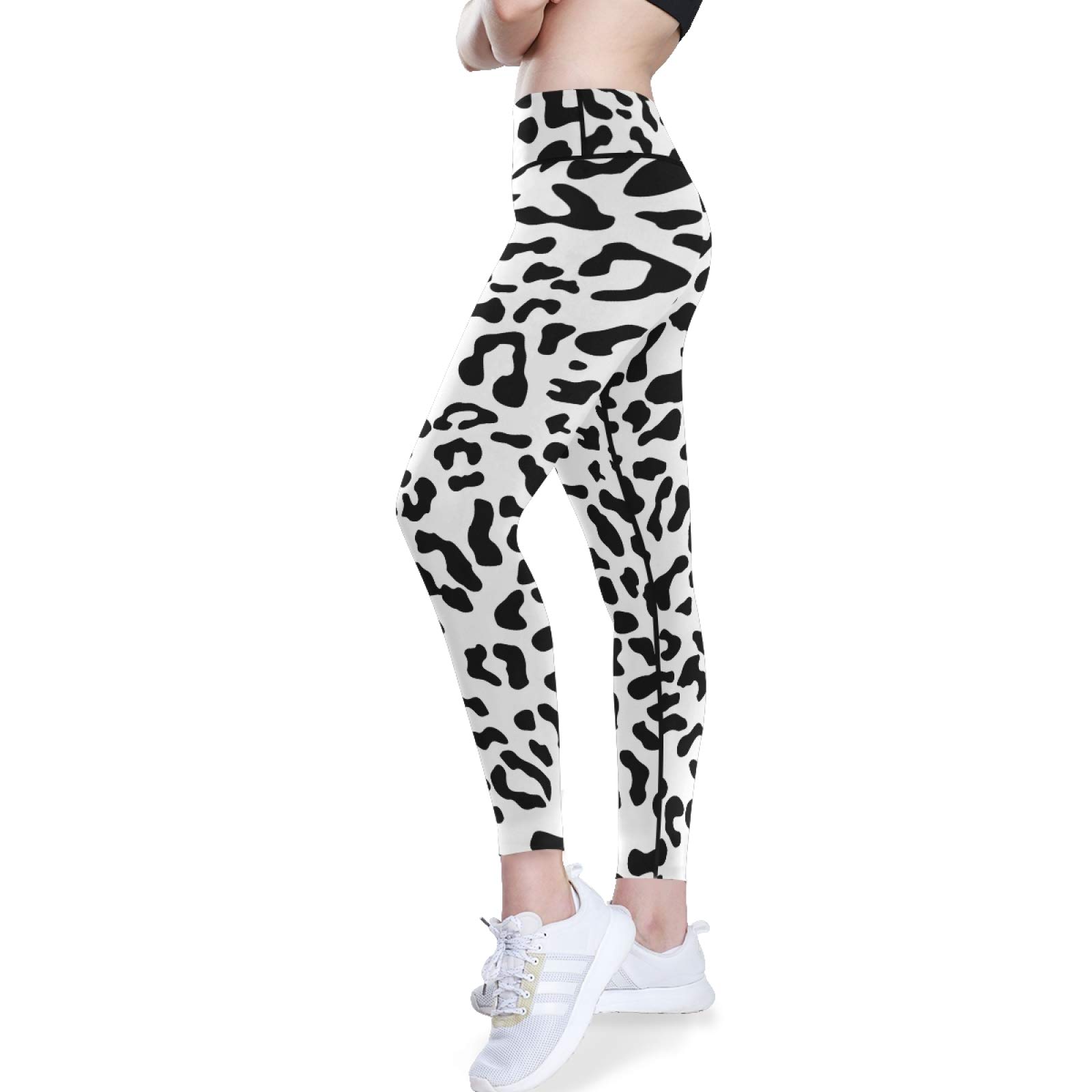Black Leopard Yoga Pants for Women - High Waist Tummy Control Workout Leggings with Pockets for Running & Gym