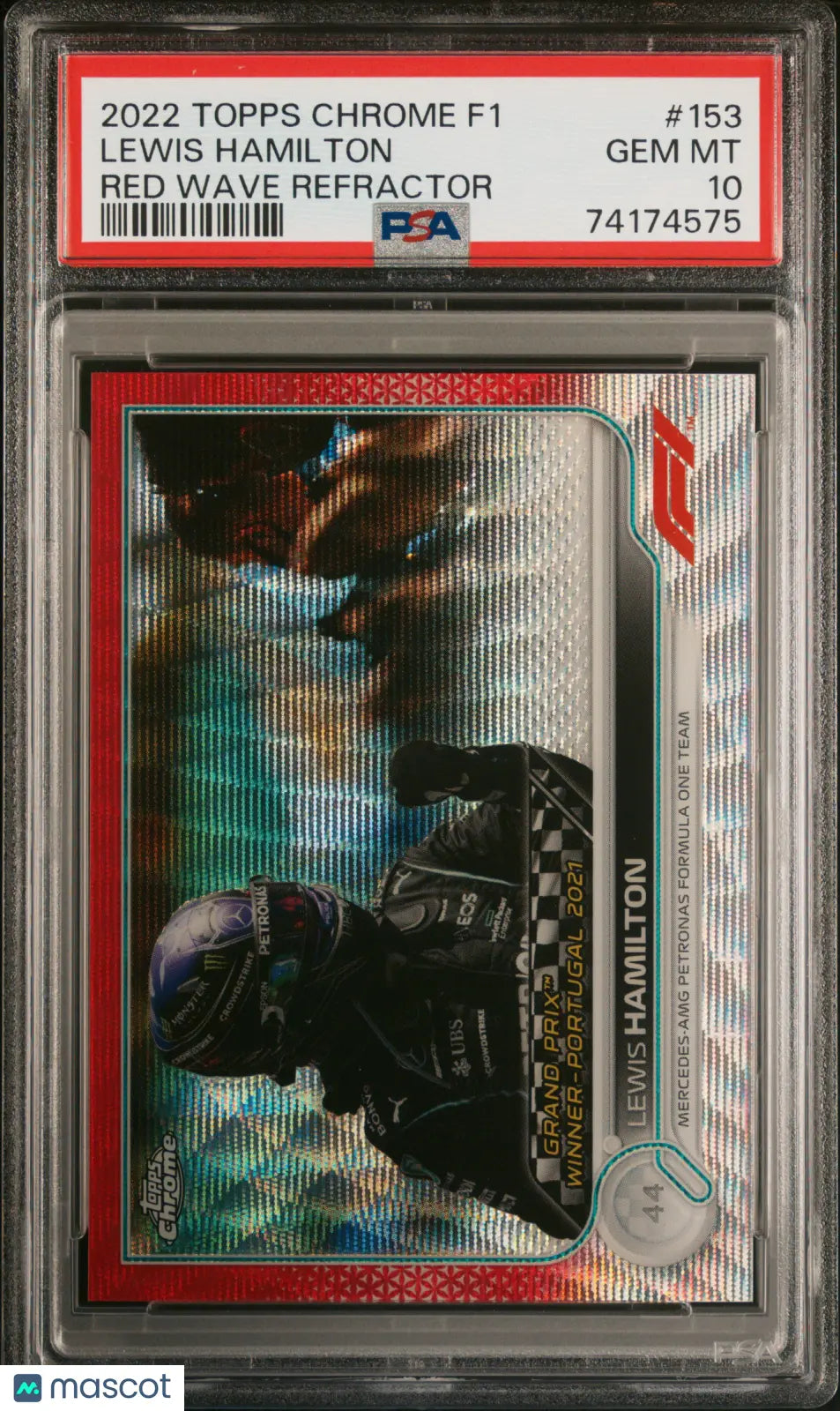 2022 Topps Chrome Formula 1 Lewis Hamilton Red Wave Refractor PSA 10 /5 - Rare Collectible F1 Trading Card for Racing Fans & Memorabilia Collectors - Perfect for Display, Investment & Sports Card Collections