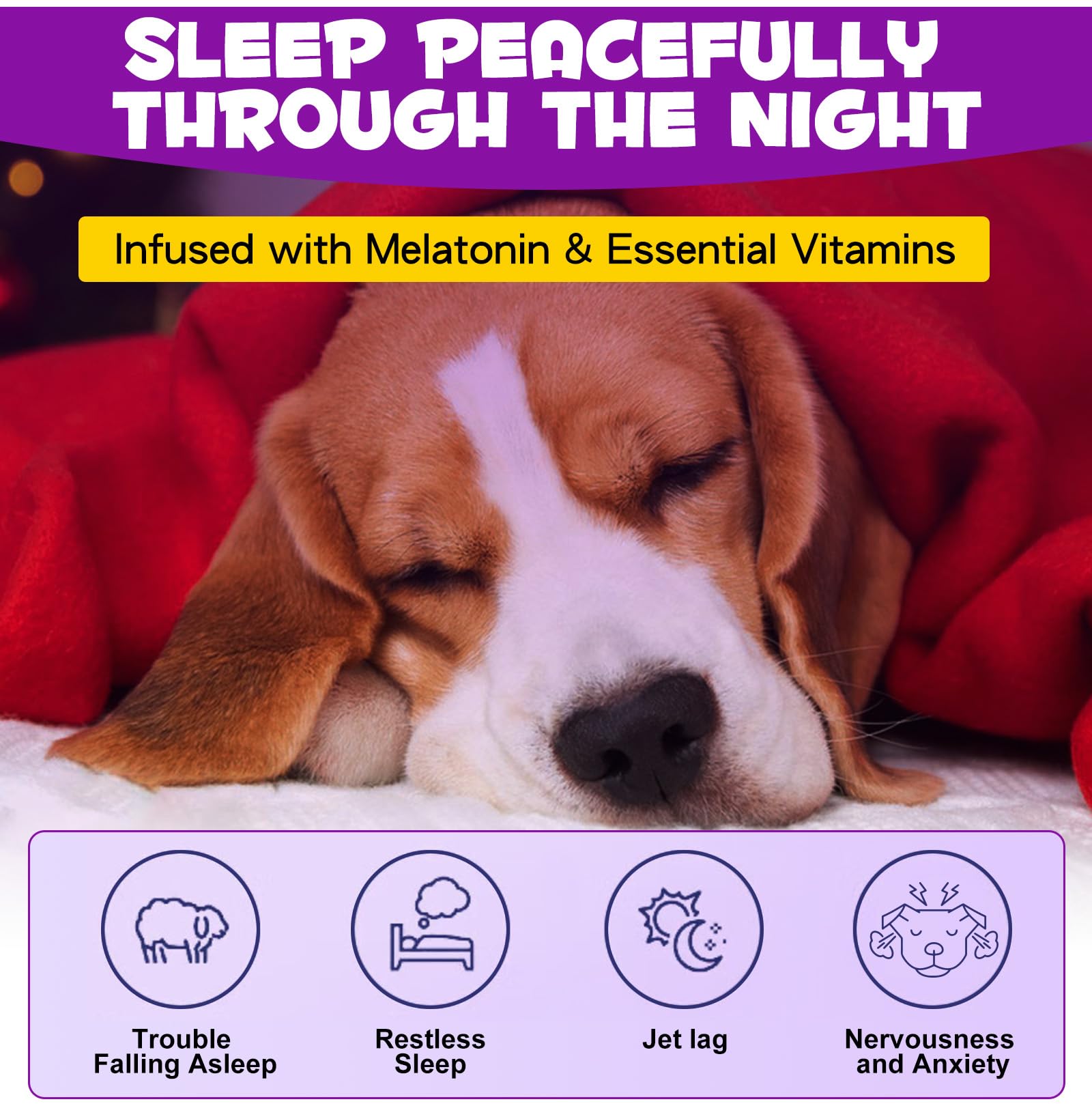 Melatonin for Dogs & Cats - Natural Anxiety & Stress Relief Supplement - Promotes Relaxation & Deep Sleep - Small & Large Pets - Calming Aid for Travel, Thunderstorms & Separation Anxiety