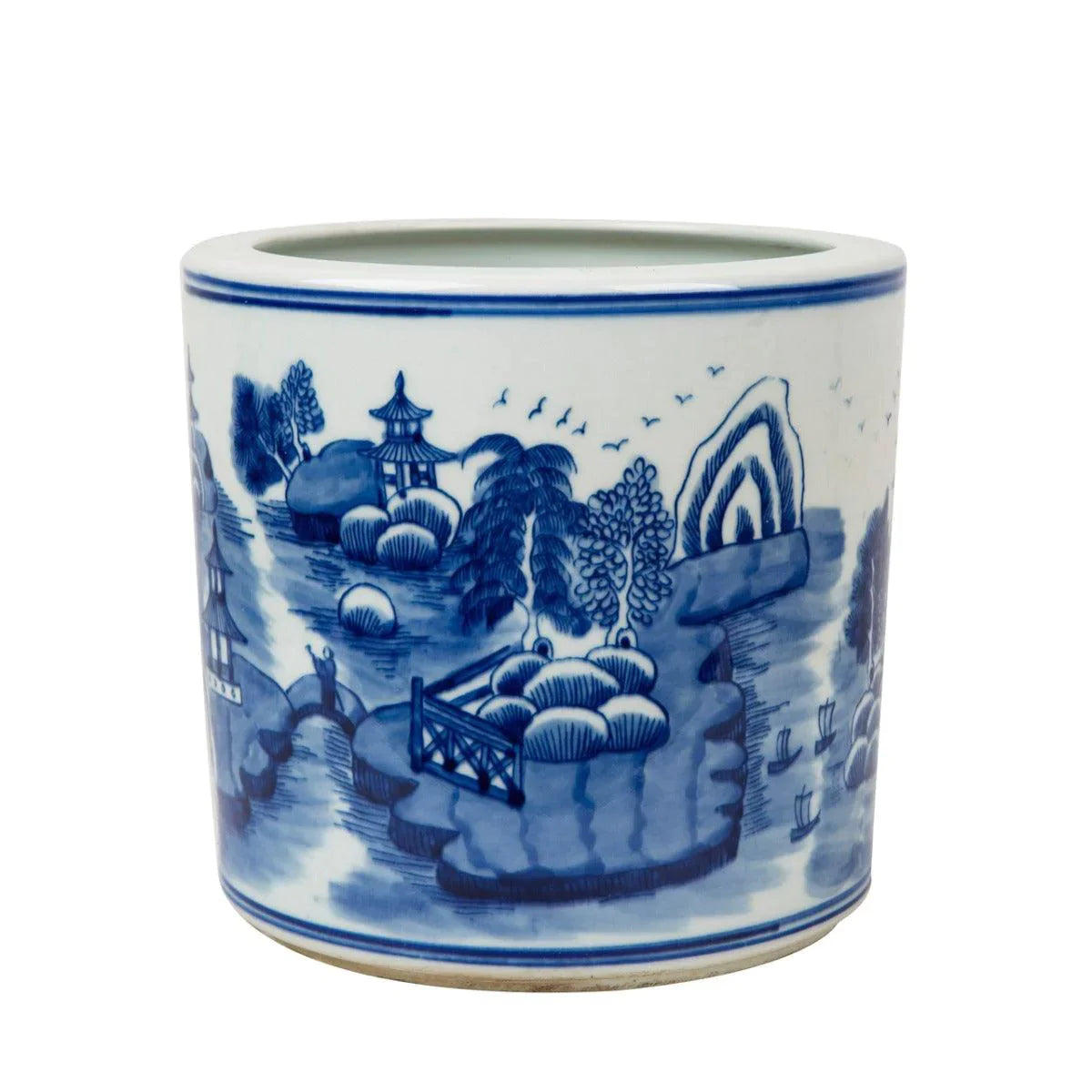 Blue and White Mountain Pagoda Orchid Porcelain Flower Pot - Elegant Hand-Painted Ceramic Planter for Orchids, Home Decor, and Gift Ideas - Perfect for Indoor Plants, Office Decor, and Feng Shui Arrangements