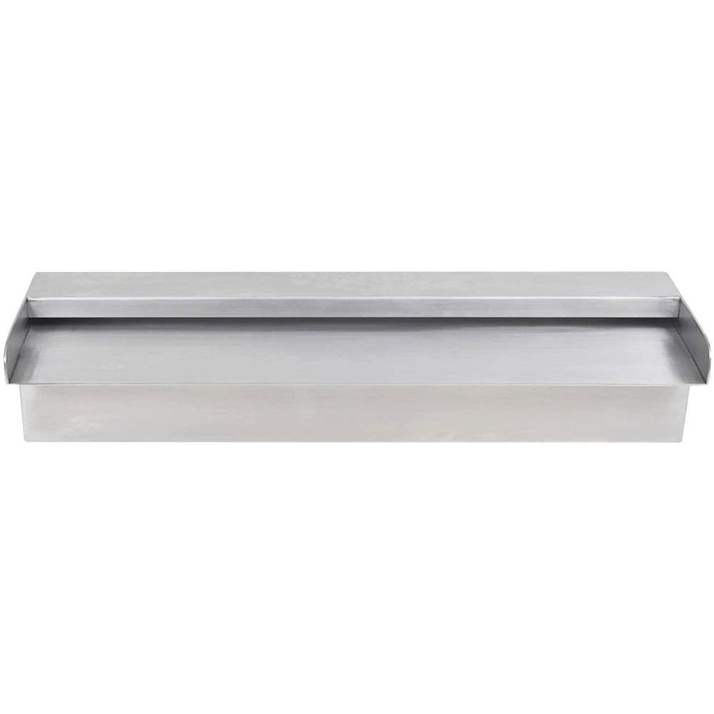 BLUECC Stainless Steel Pool Fountain for In-Ground Pools | 17.7x4.5x3.1 Inch Rectangular Waterfall Feature | Outdoor & Indoor Garden Decor | Perfect for Backyard, Patio, and Poolside Landscaping