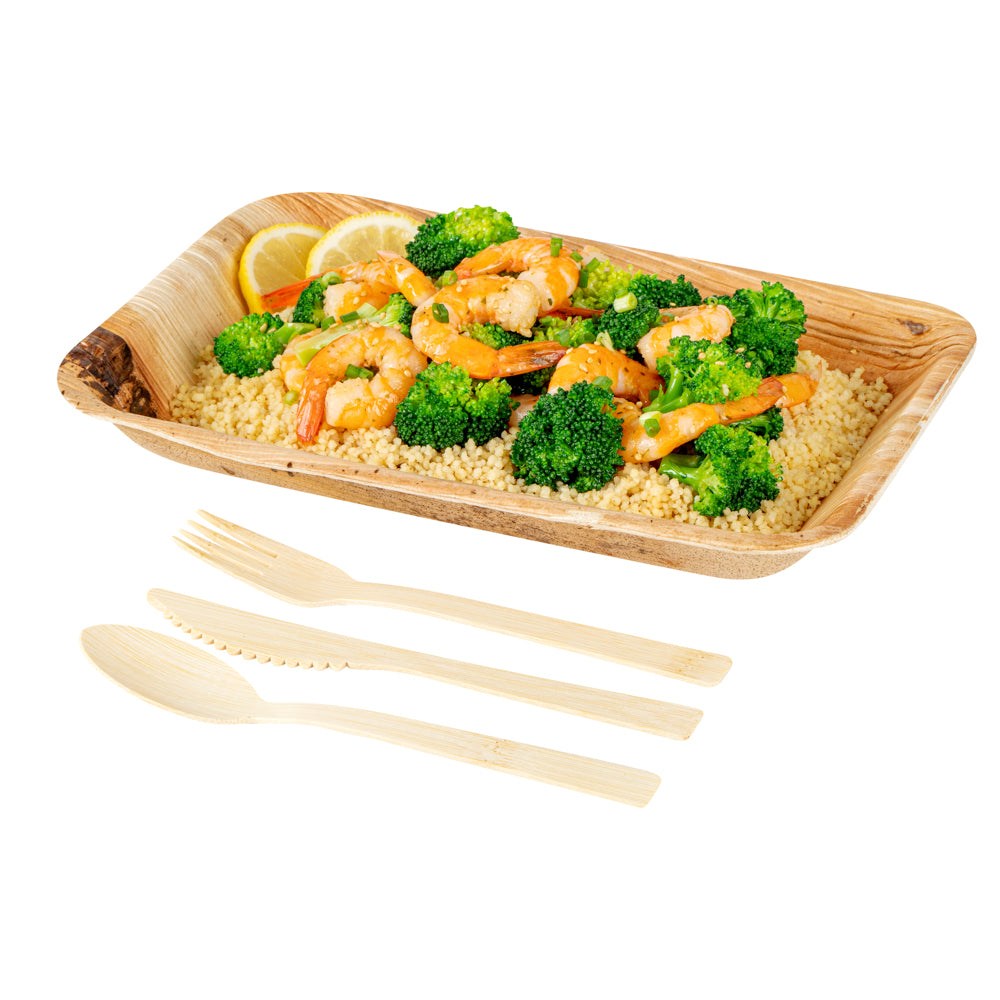 Eco-Friendly Bamboo Disposable Cutlery Set - 100-Piece Biodegradable Utensils (Forks, Knives, Spoons) | Perfect for Picnics, Parties & Sustainable Dining