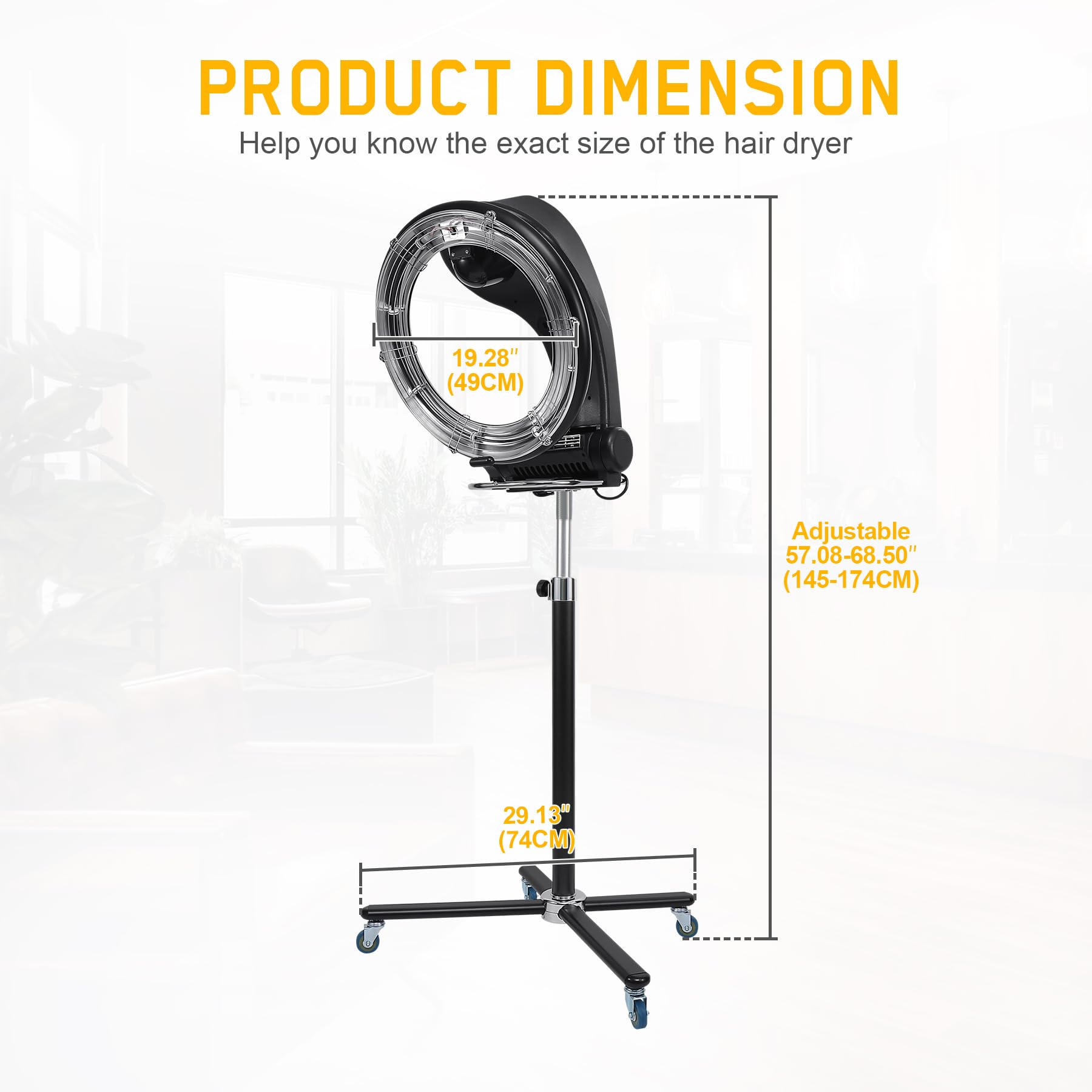 Samger 3-in-1 Professional Orbiting Hair Dryer & Hair Color Processor - 110V 950W Adjustable Height Salon Hair Dryer with Wheels - Black | Perfect for Salon, Spa & Home Hair Styling, Perming & Color Processing