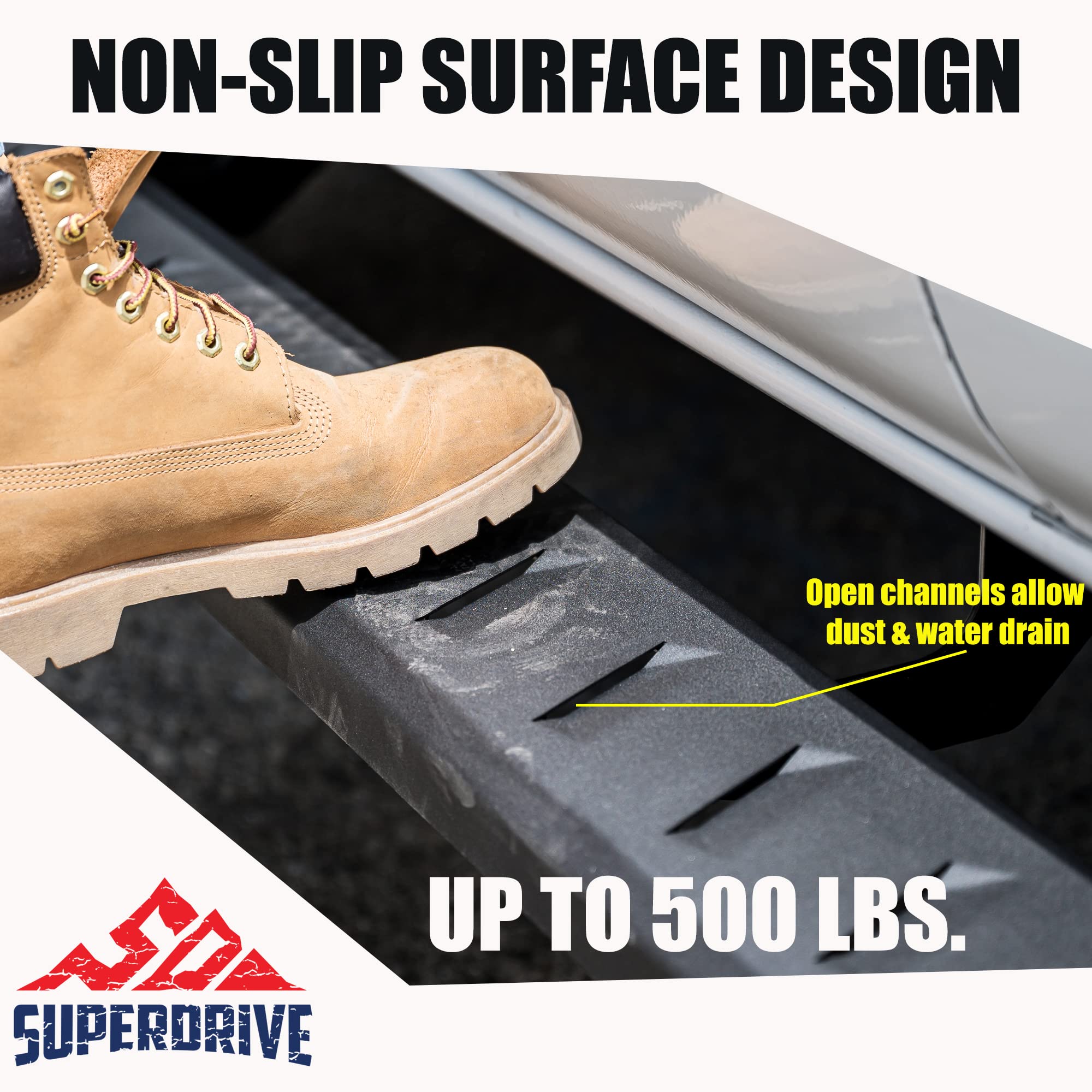 SUPERDRIVE 6'' Running Boards for 2005-2024 Toyota Tacoma Double Crew Cab | Non-Slip Raptor-Style Nerf Bars | Heavy Duty Side Steps with Louver Design | Black 6'' Wide Truck Accessories | Perfect for Off-Roading & Daily Commute