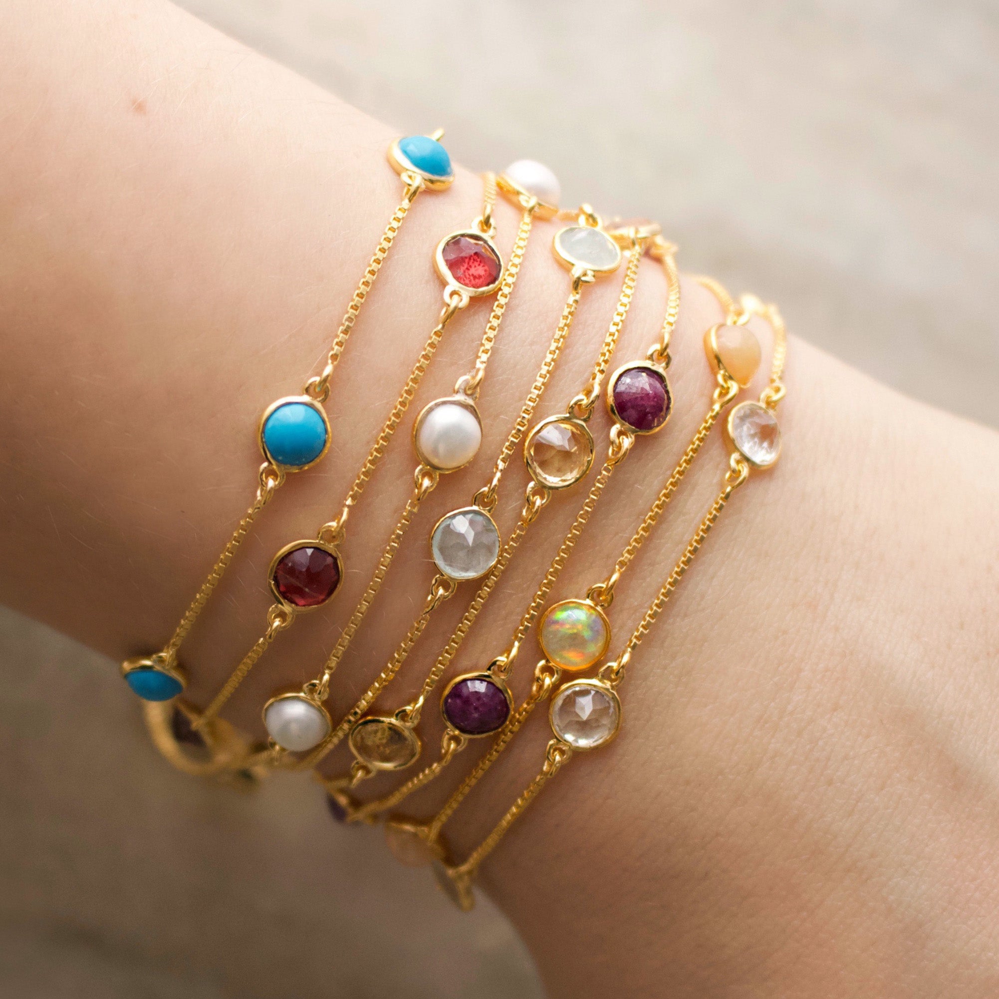 Elegant Semi-Precious Birthstone Bracelet | Personalized Zodiac Jewelry Gift for Women | Perfect for Birthdays, Anniversaries & Special Occasions