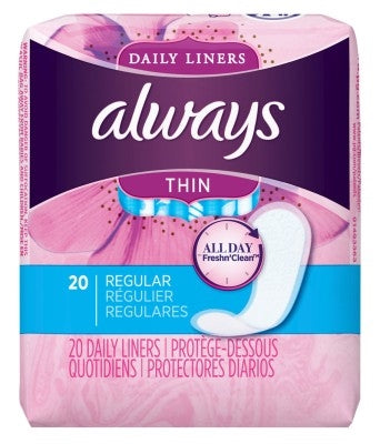 Always Dailies Panty Liners, Thin & Breathable, 20 Count - Perfect for Daily Freshness & Light Protection