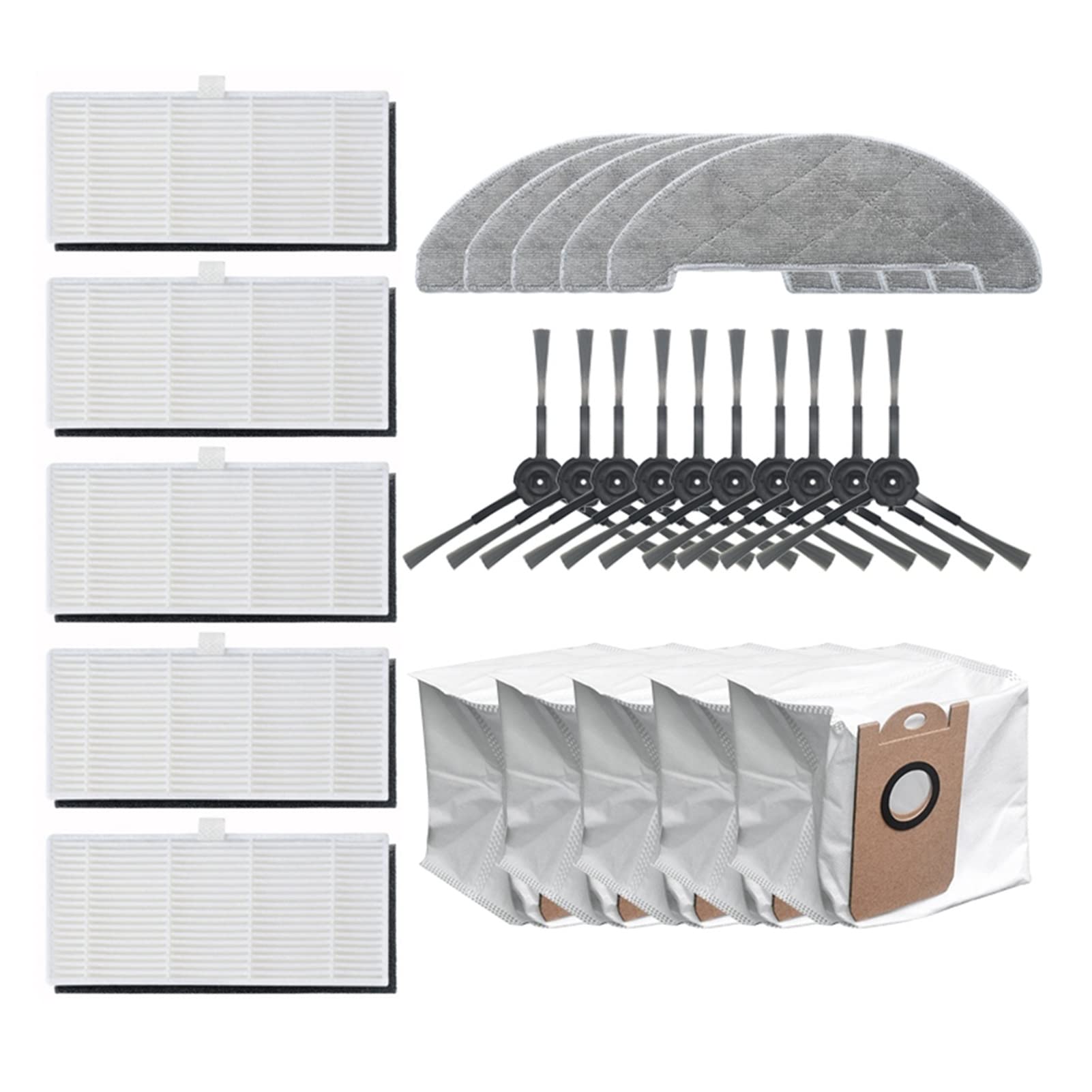 VIOMI S9 Vacuum Cleaner Replacement Parts - HEPA Filters, Mop Cloth, Side Brushes & Dust Bags - Compatible with Segert Vacuum Cleaner Accessories for Deep Floor Cleaning (White) - Perfect for Pet Hair, Hardwood Floors & Daily Home Cleaning